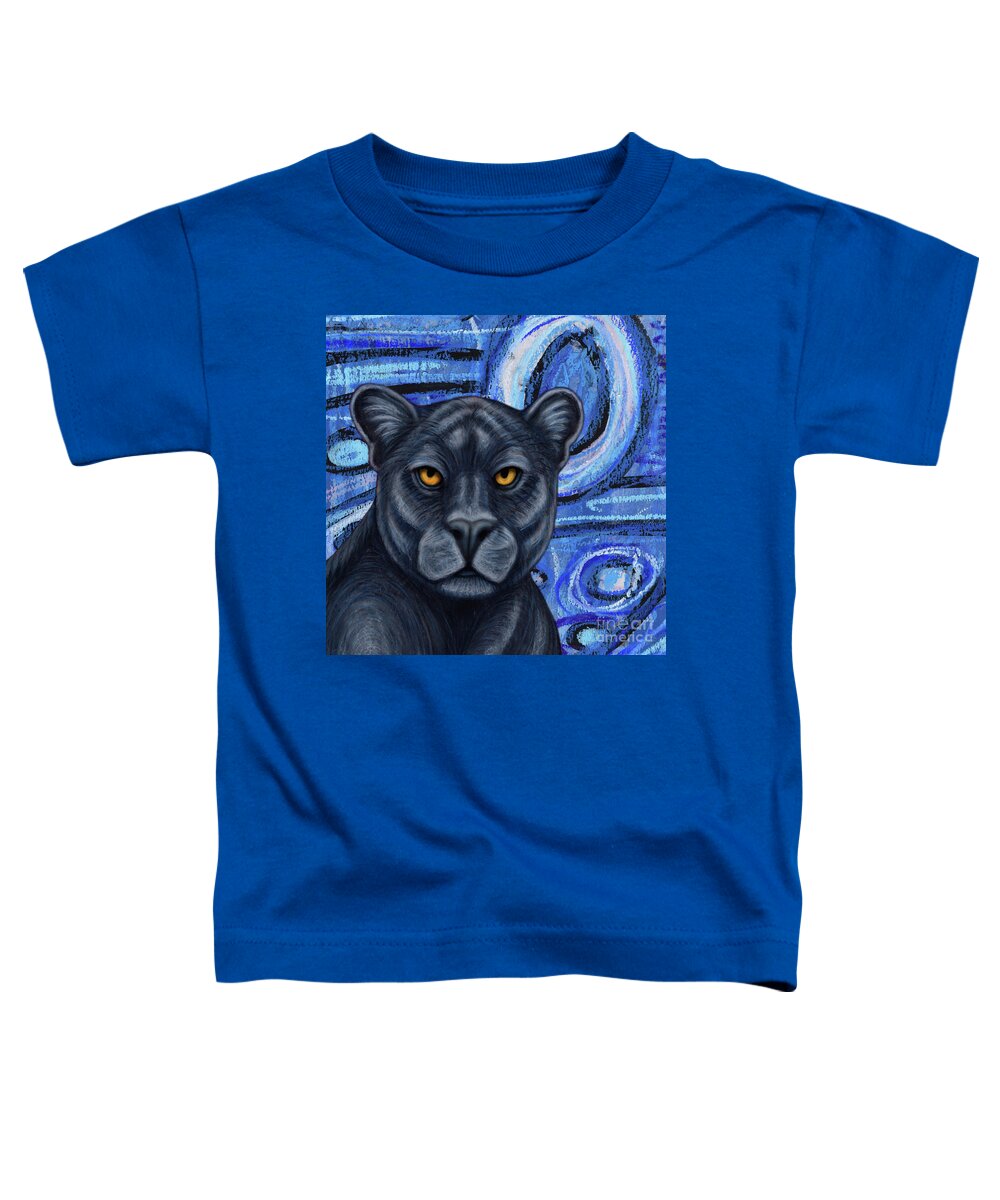 Black Panther Toddler T-Shirt featuring the painting Blue Panther Abstract by Amy E Fraser