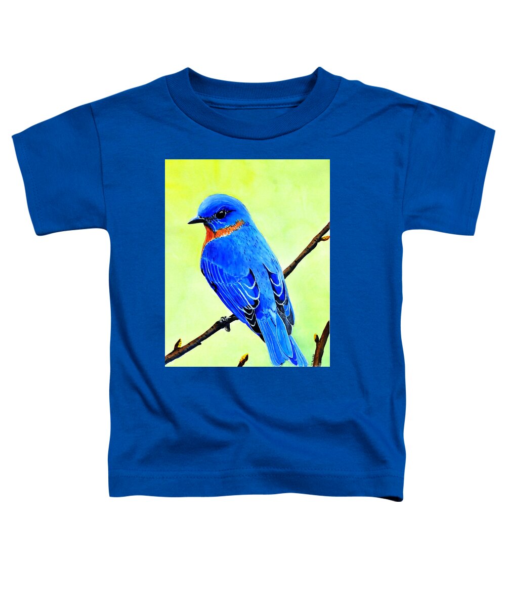 Bird Toddler T-Shirt featuring the painting Bluebird Kingr by John W Walker