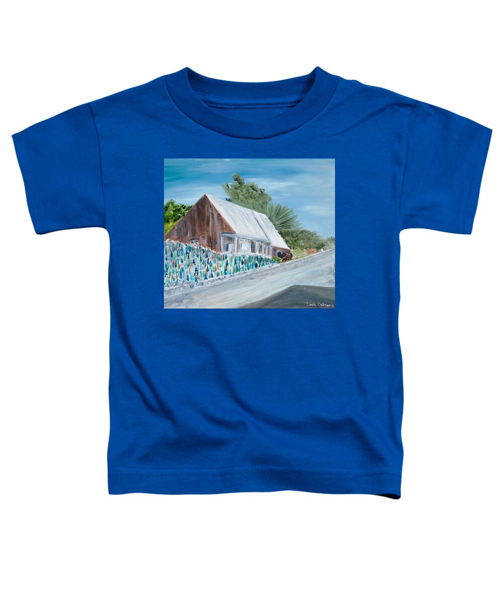 Bottle Toddler T-Shirt featuring the painting Bottle Wall of Key West by Linda Cabrera