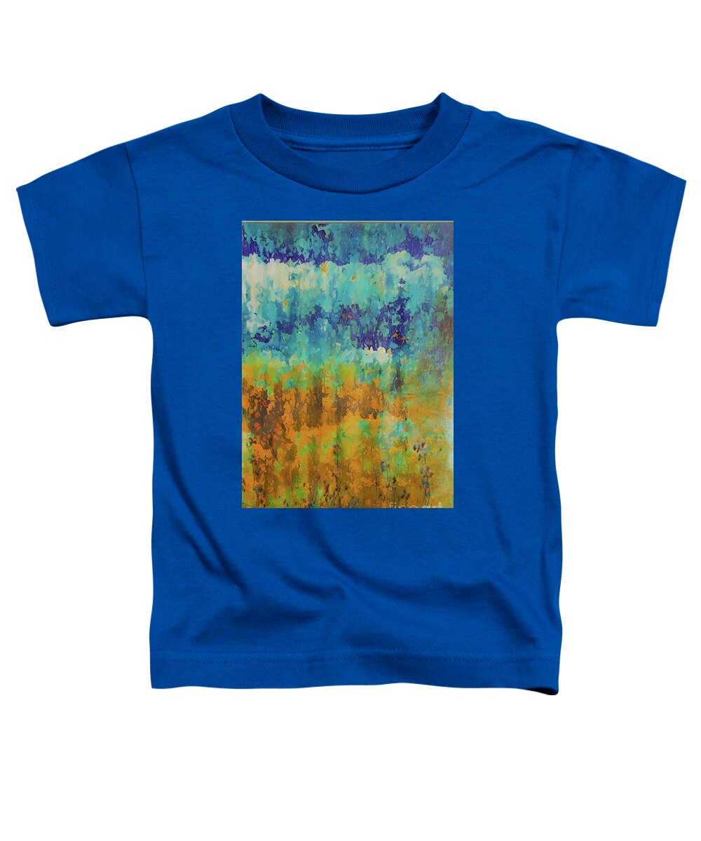 Bronze Toddler T-Shirt featuring the mixed media Bronze Horizon by Holly Winn Willner
