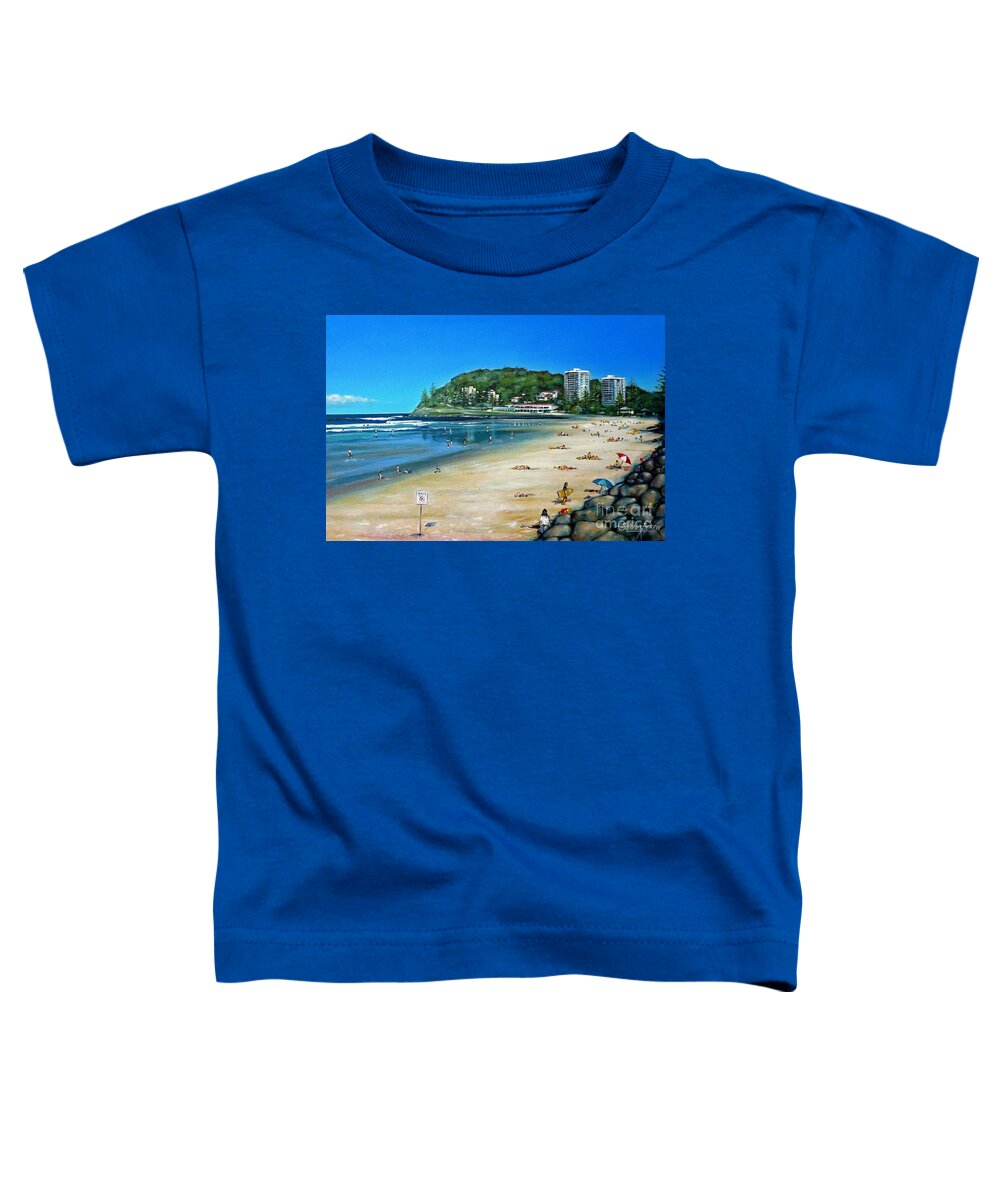 Beach Toddler T-Shirt featuring the painting Burleigh Beach 100910 by Selena Boron