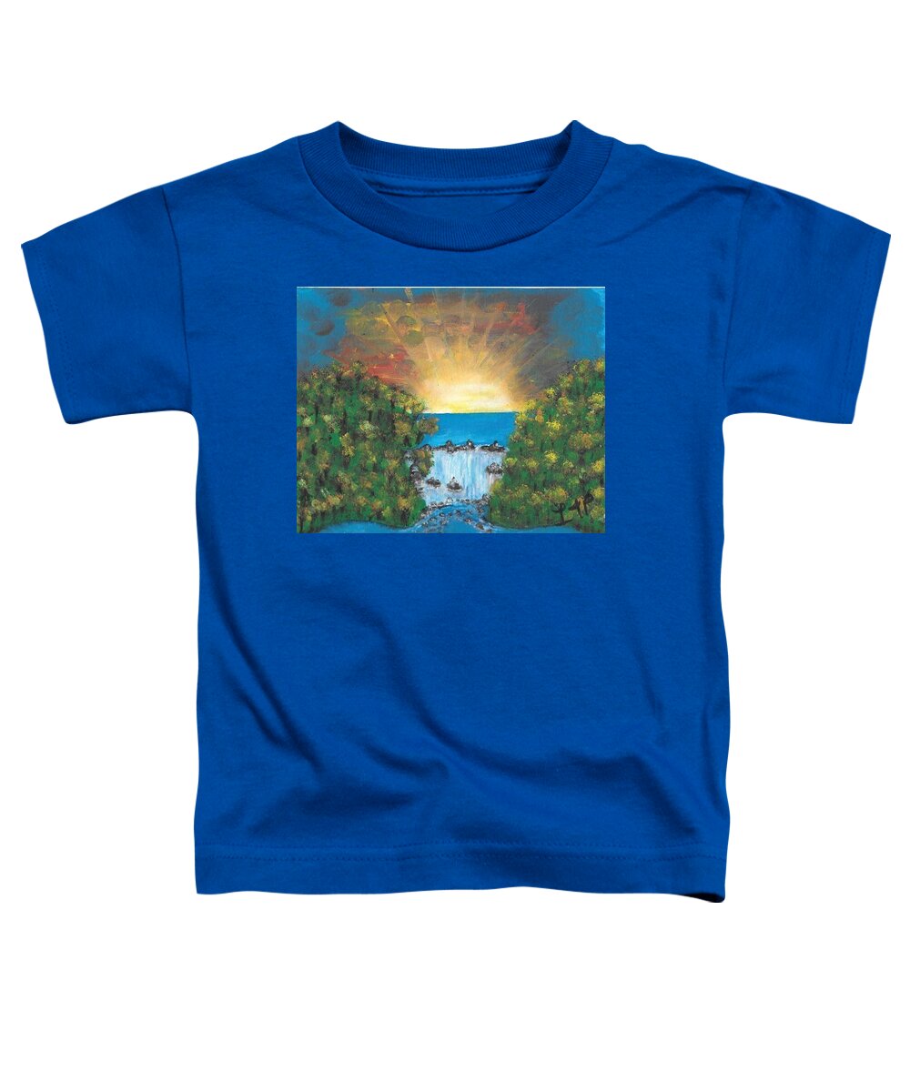 Sunrise Toddler T-Shirt featuring the painting Burst of Sunshine by Esoteric Gardens KN