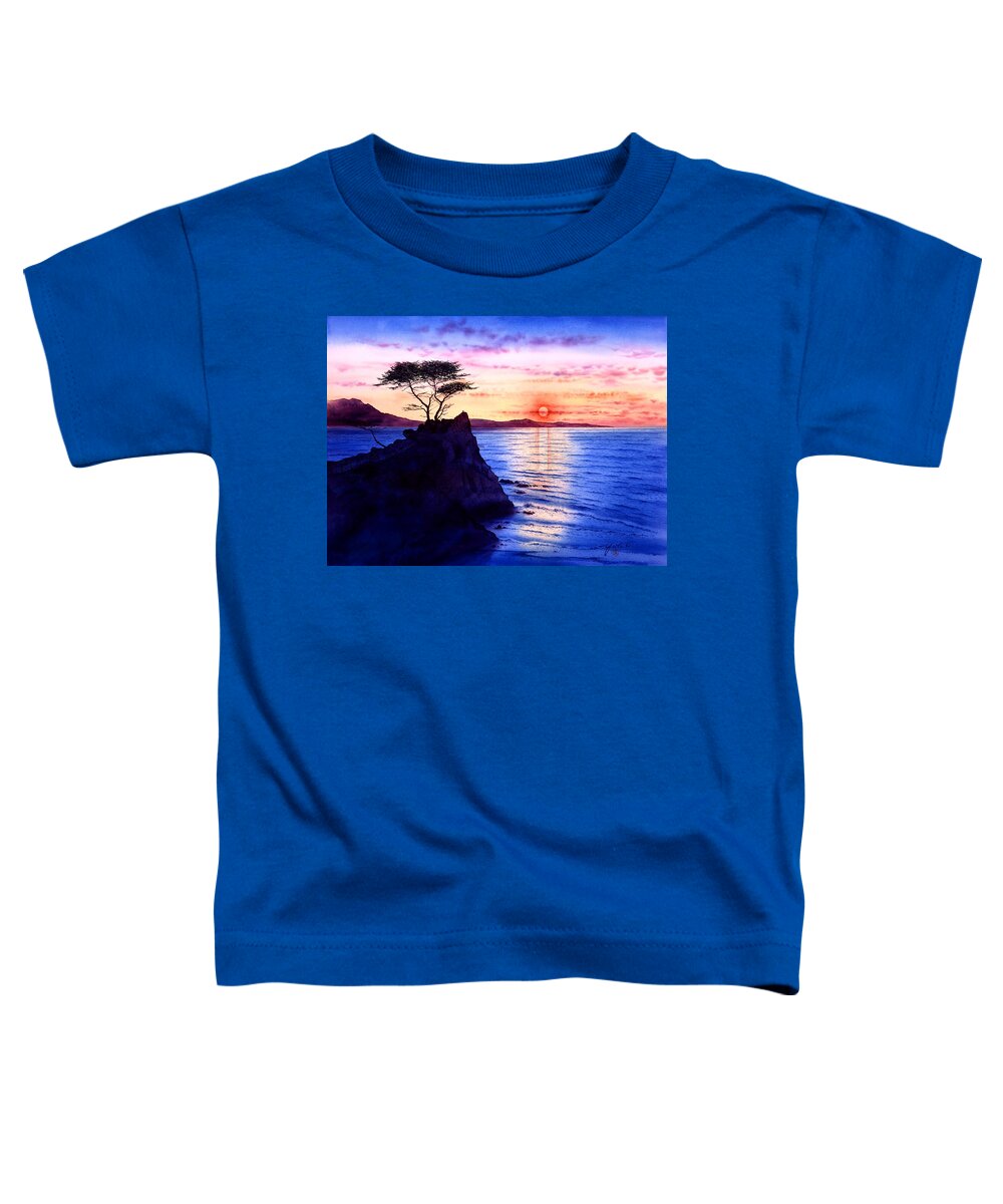 California Toddler T-Shirt featuring the painting California, Monterey, Lone Cypress by John YATO