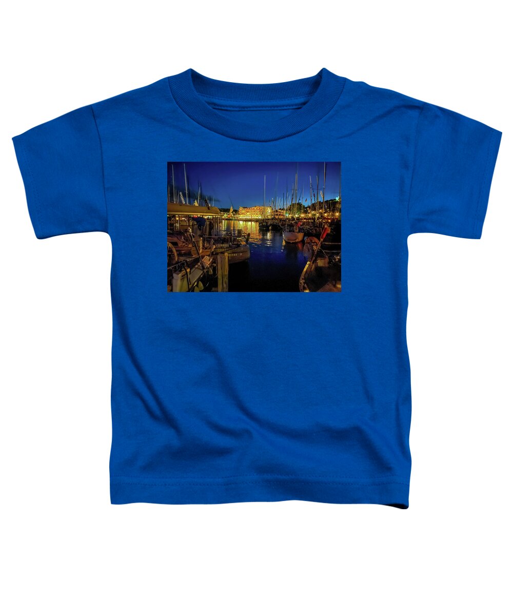 Ohana Toddler T-Shirt featuring the photograph Chippewa Hotel and Pink Pony at Night IMG_4815 by Michael Thomas