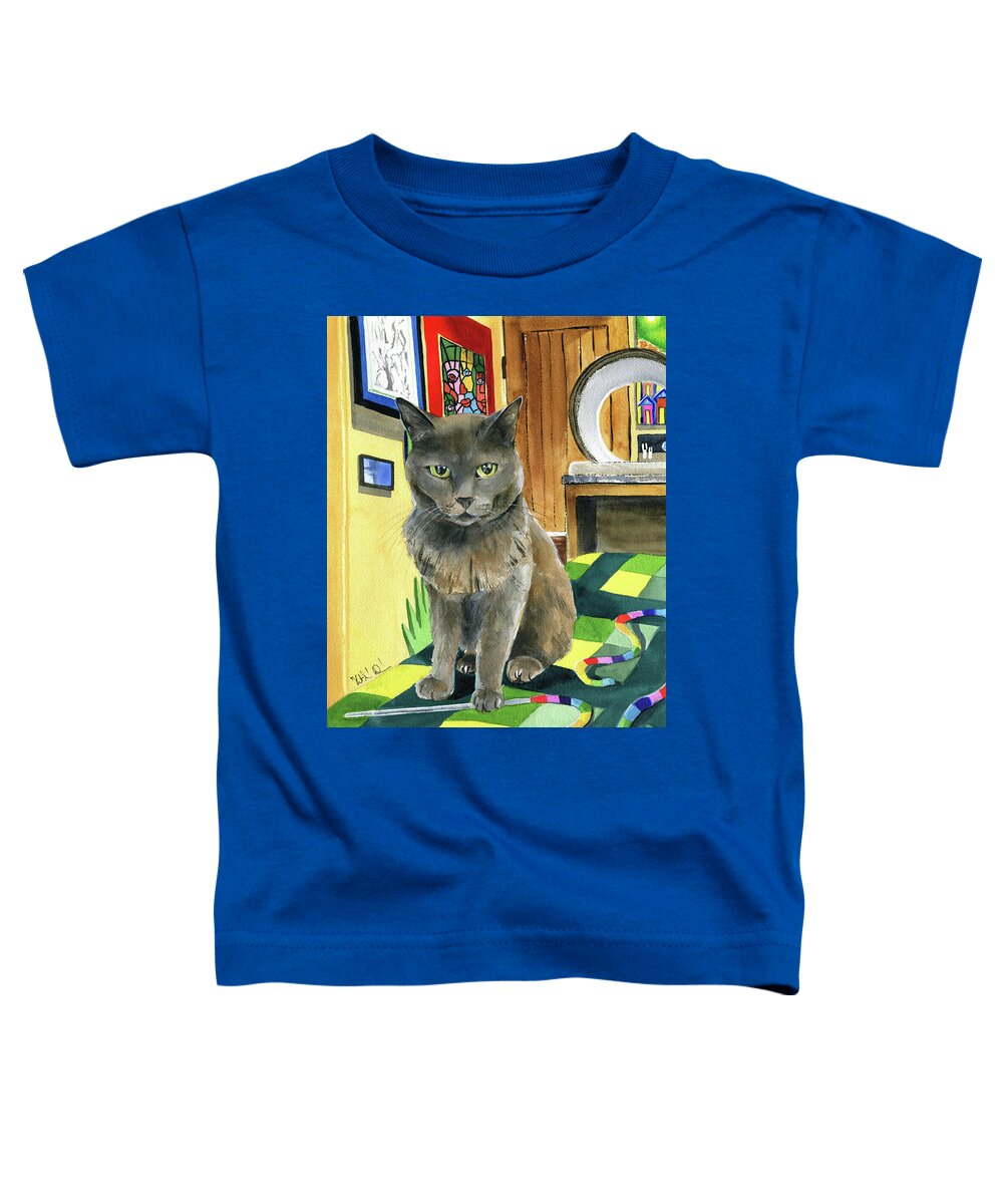 Cats Toddler T-Shirt featuring the painting Cookie Monster by Dora Hathazi Mendes