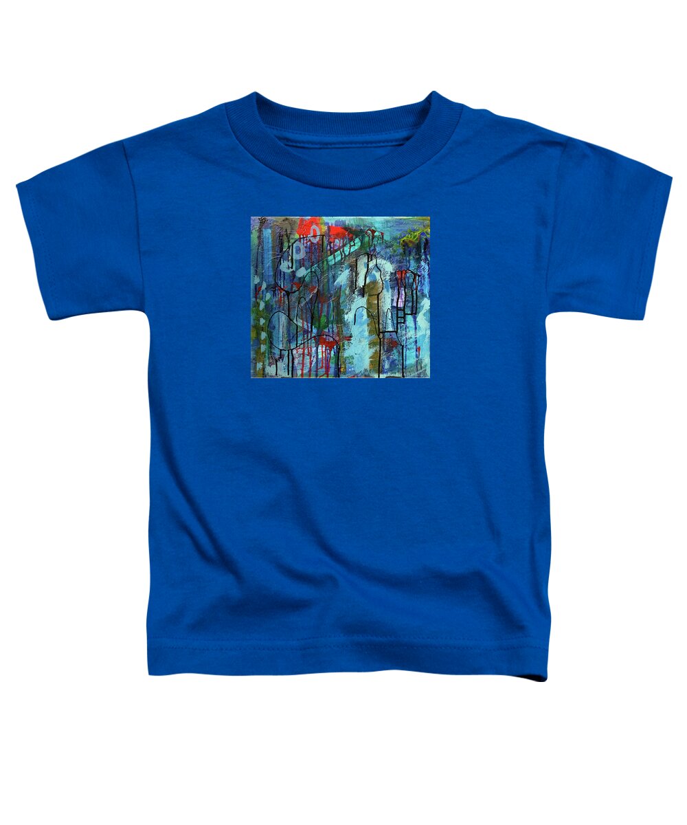 Abstract Toddler T-Shirt featuring the mixed media Corona by Laura Jaffe