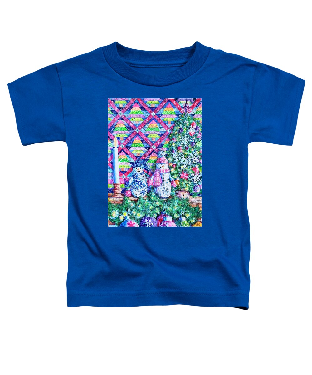 Quilt Toddler T-Shirt featuring the painting Decorating for Christmas by Diane Phalen