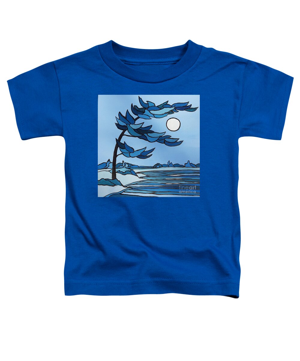 Trees Toddler T-Shirt featuring the painting Embrace the Moon by Petra Burgmann