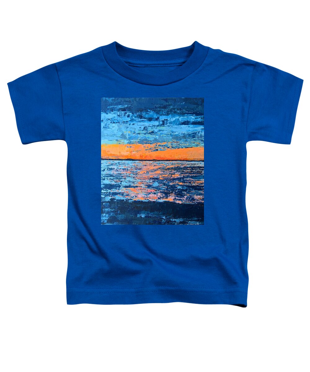 Traverse Bay Toddler T-Shirt featuring the painting Evening Light on the Bay by Lisa Dionne