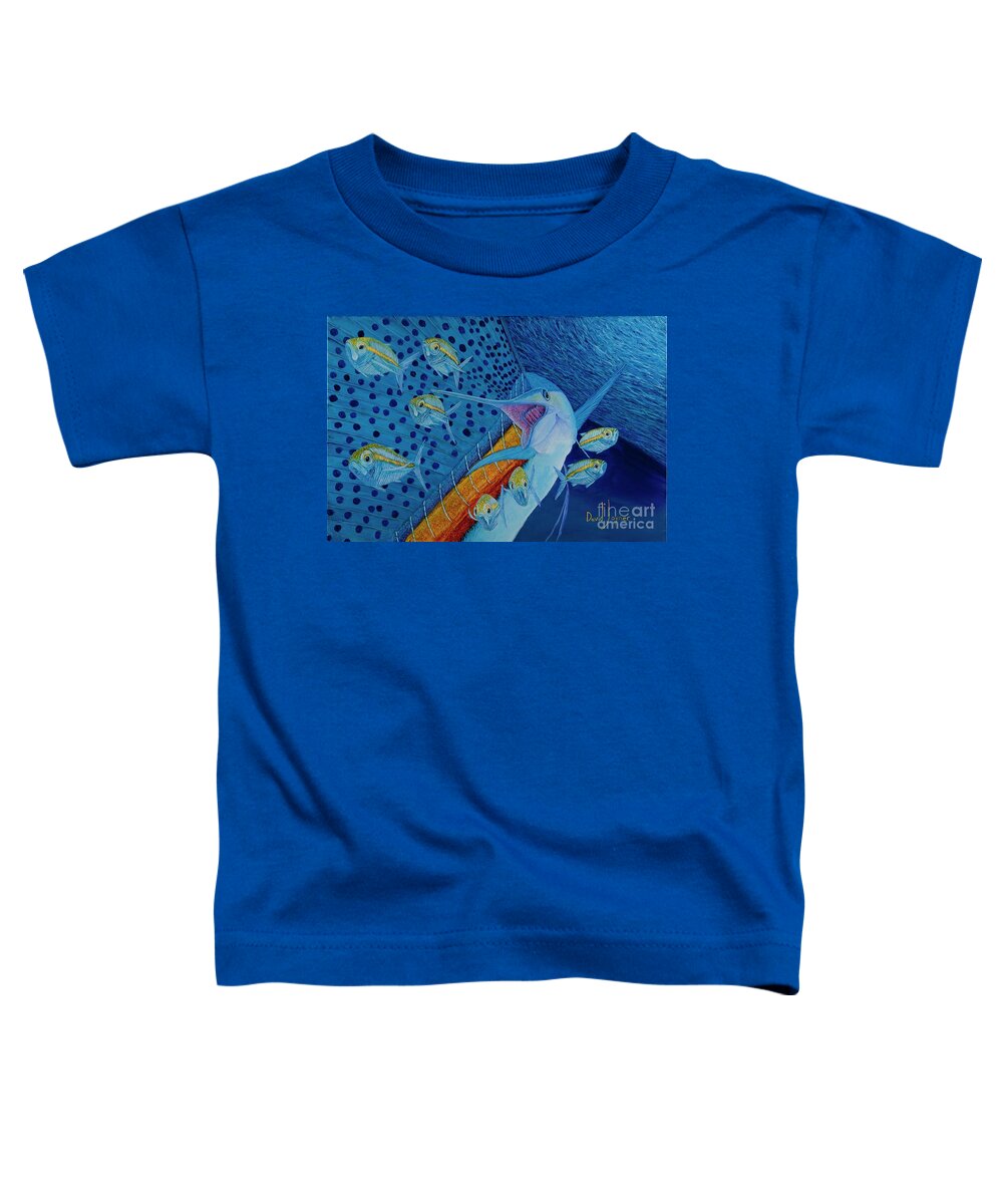 Sailfish Toddler T-Shirt featuring the painting Fast Lunch by David Joyner