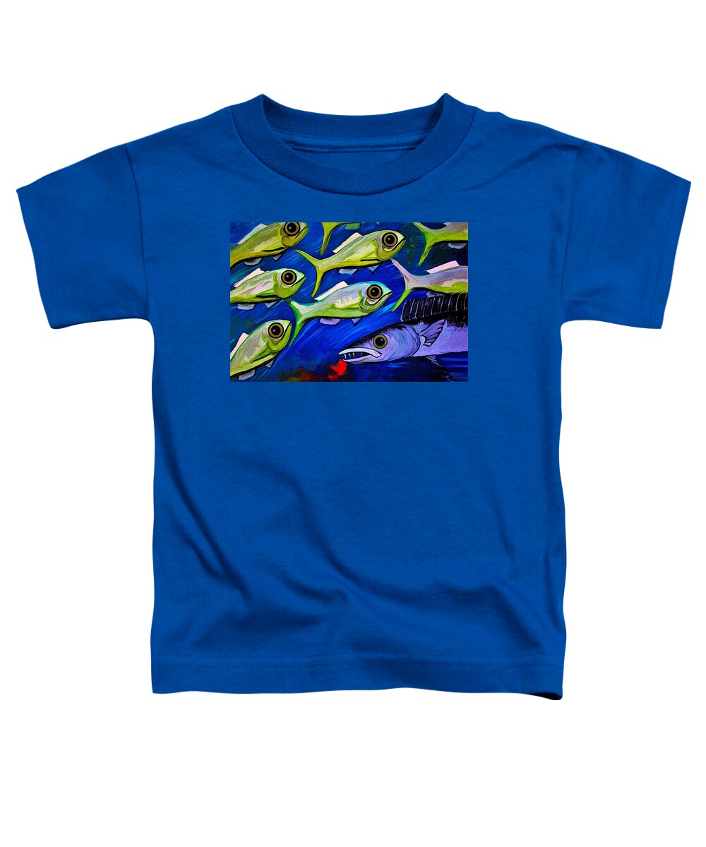 School Of Fish Toddler T-Shirt featuring the painting Fish Ball by Joan Stratton