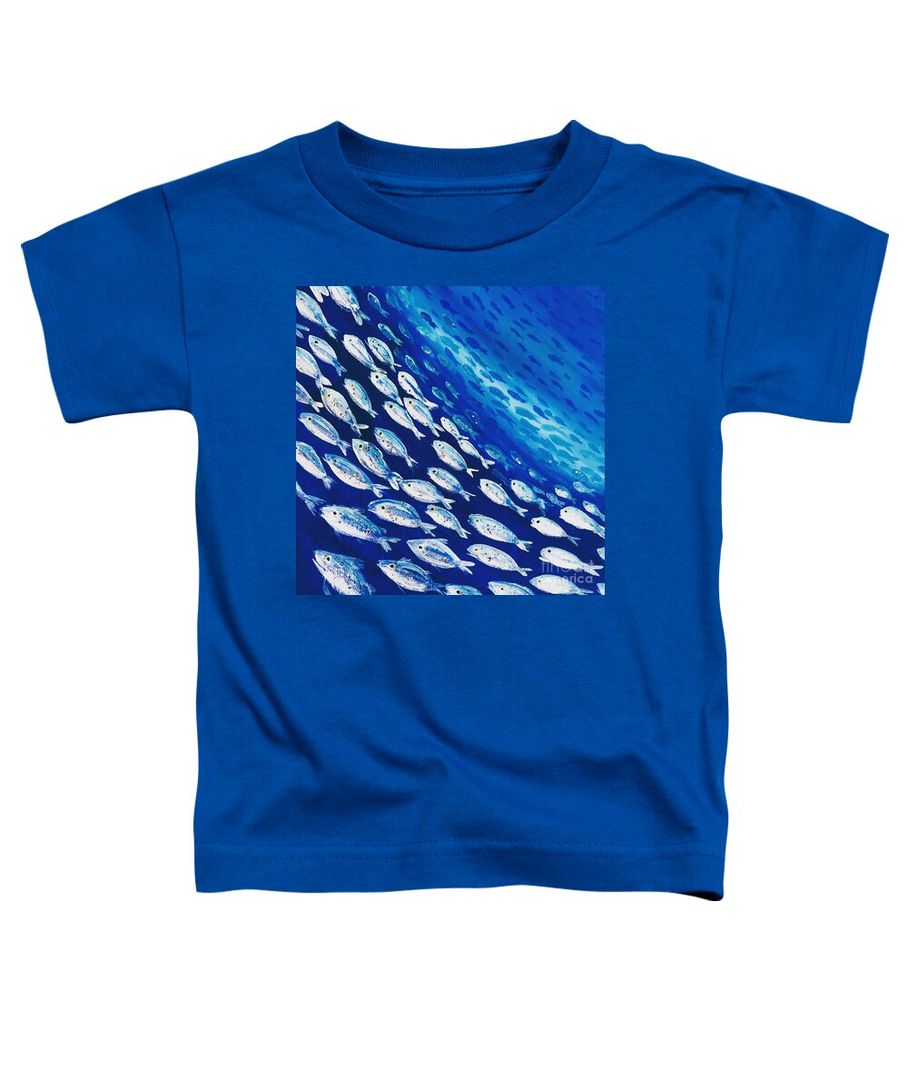 Fish-swirl Toddler T-Shirt featuring the painting Fish Swirl by Midge Pippel