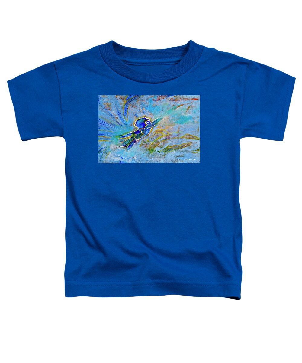 Wall Art Toddler T-Shirt featuring the painting Flying Upwards into the Blue Sky by Ellen Palestrant