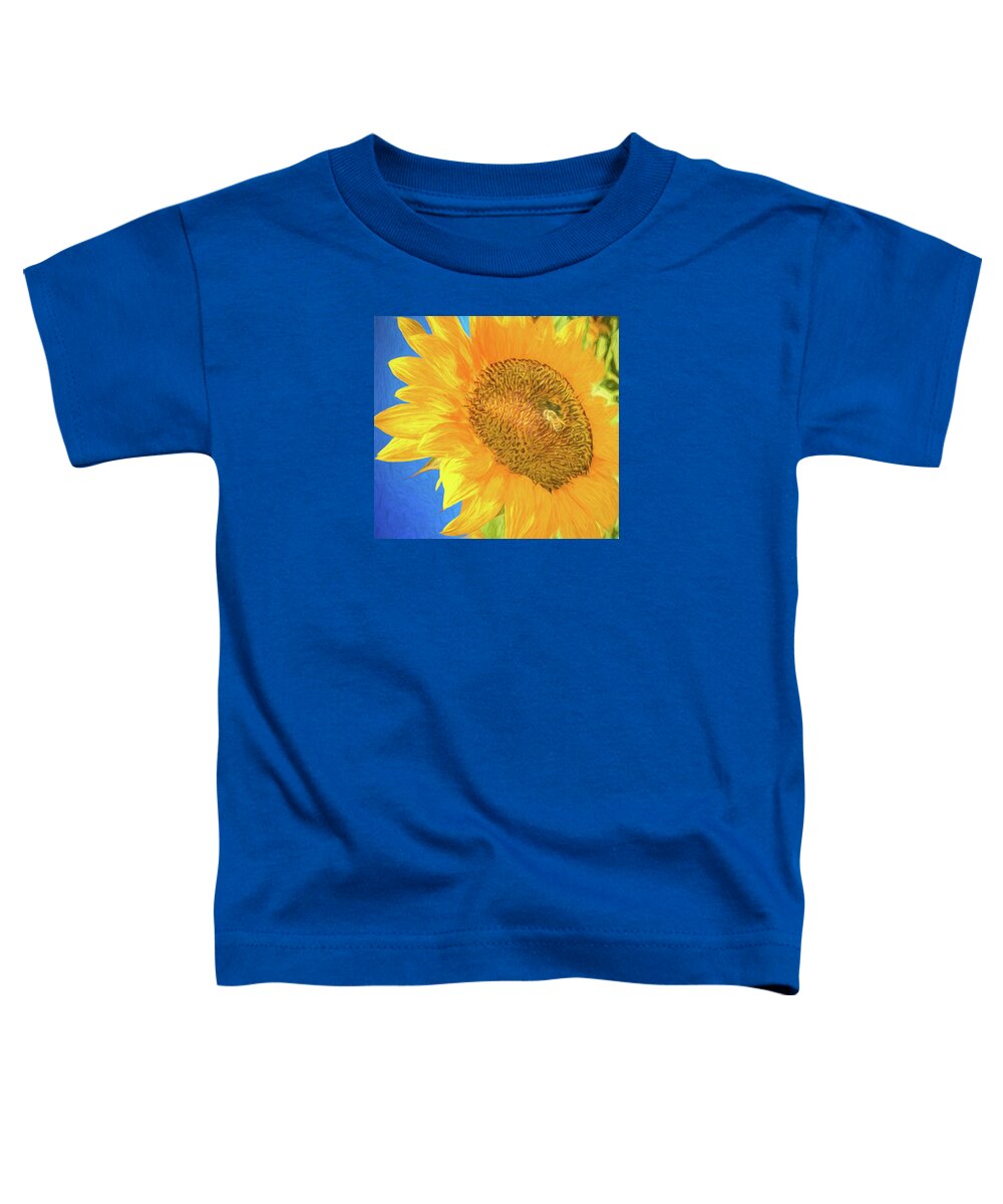 Giant Sunflower Toddler T-Shirt featuring the mixed media Giant Sunflower by Rebecca Herranen