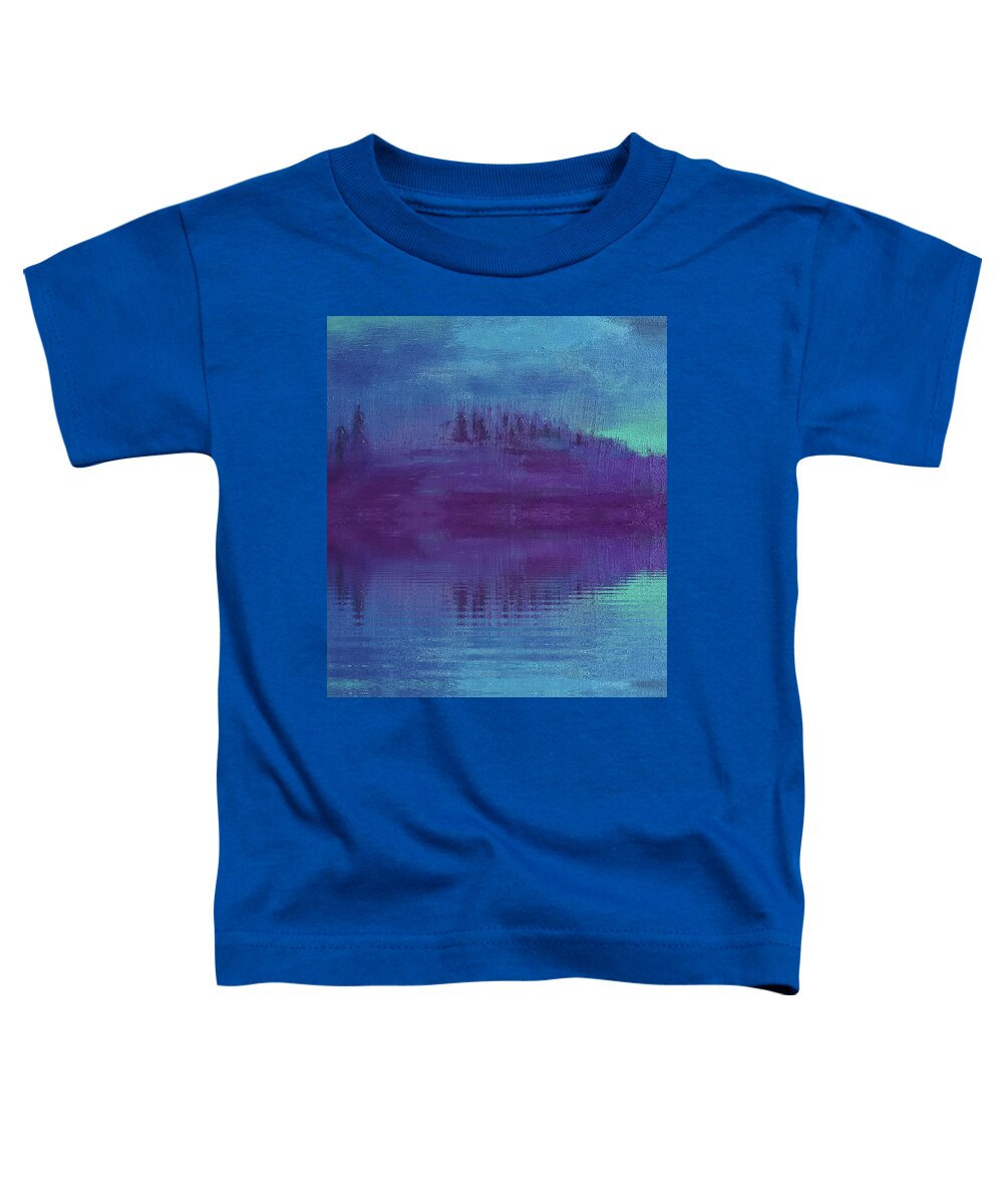 Original Acrylic Toddler T-Shirt featuring the mixed media Glow on the lake by Holly Winn Willner