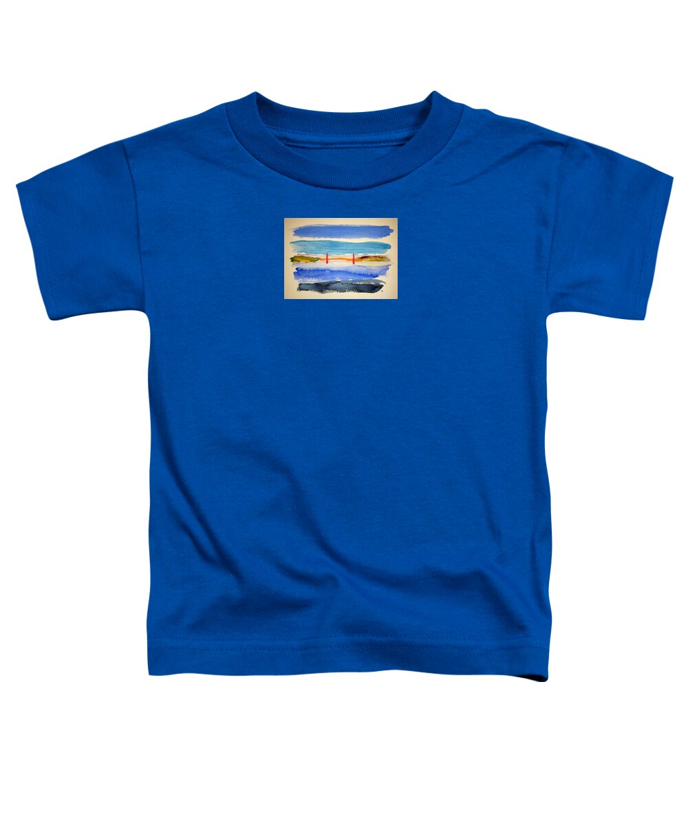 Watercolor Toddler T-Shirt featuring the painting Golden Gate Morning by John Klobucher