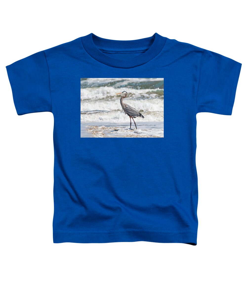 Heron Toddler T-Shirt featuring the photograph Great Blue Heron Wet Look by Patti Deters