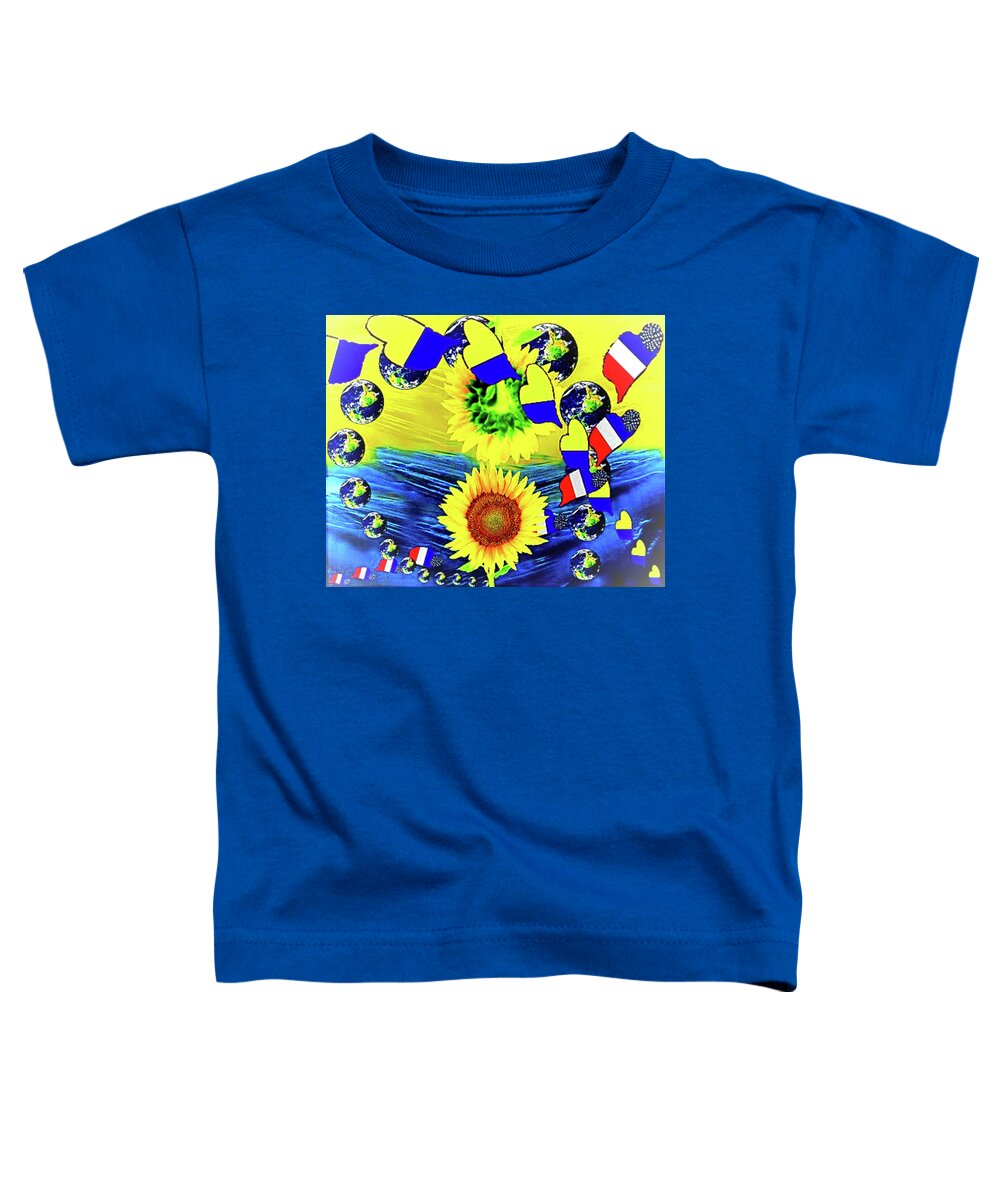 Ukraine Toddler T-Shirt featuring the digital art Hashtag For Ukraine United States Support  by Stephen Battel