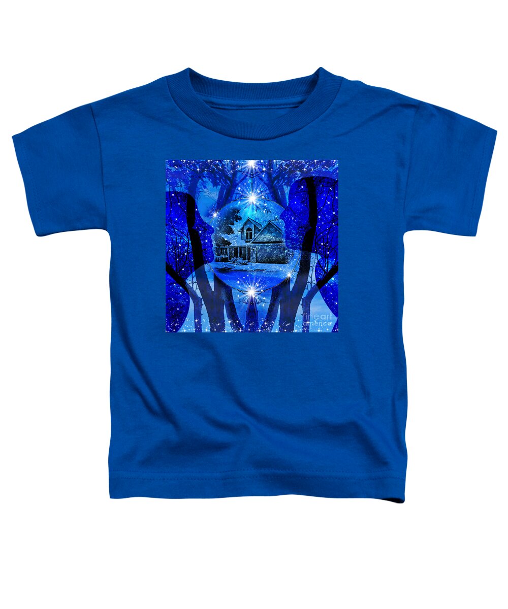 Blue Toddler T-Shirt featuring the mixed media Home Is Where The Heart Is by Diamante Lavendar
