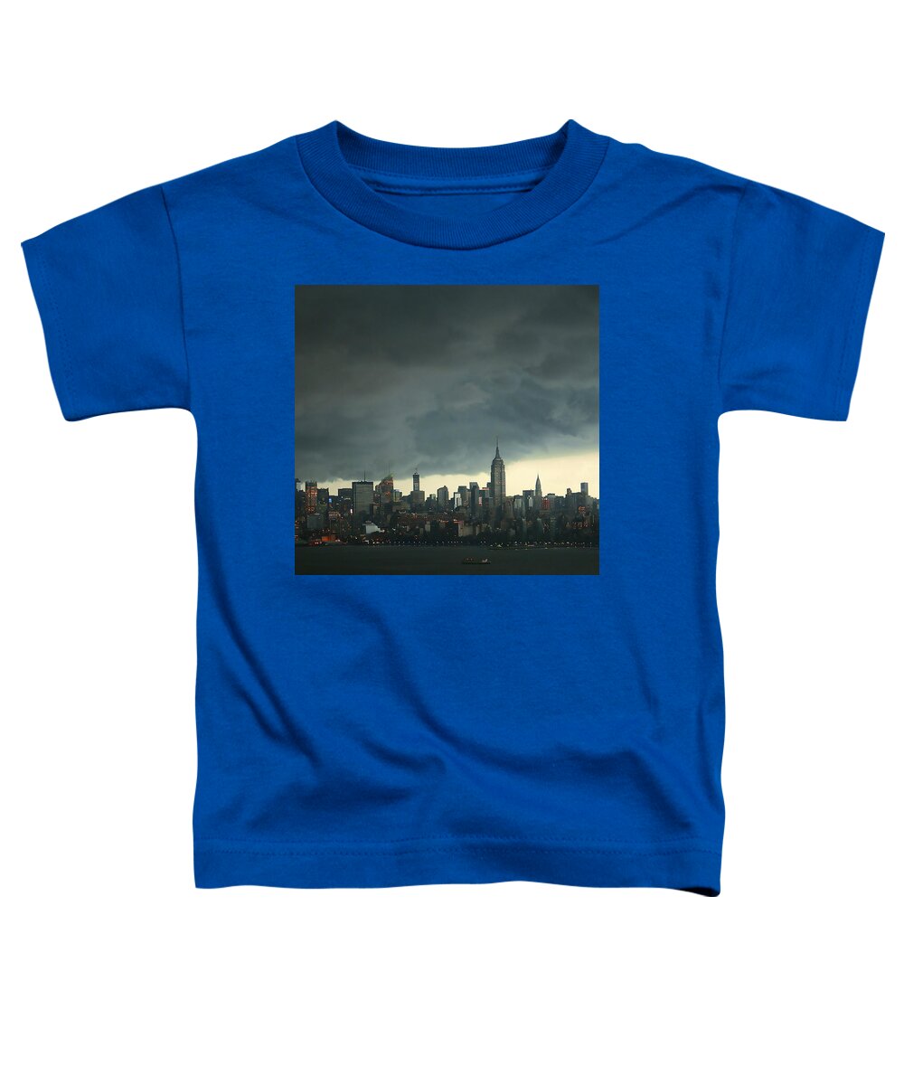 Nyc Toddler T-Shirt featuring the photograph Incoming Storm over NYC by Alina Oswald