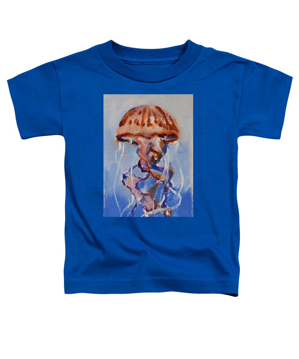Jellyfish Toddler T-Shirt featuring the painting Jellyfish Underwater Painting Series by Donna Tuten