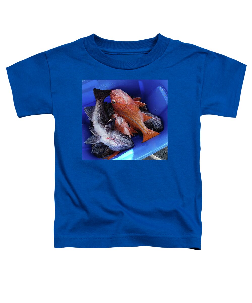 Fish In A Bucket Toddler T-Shirt featuring the digital art Jim's Catch #1 by Steve Glines