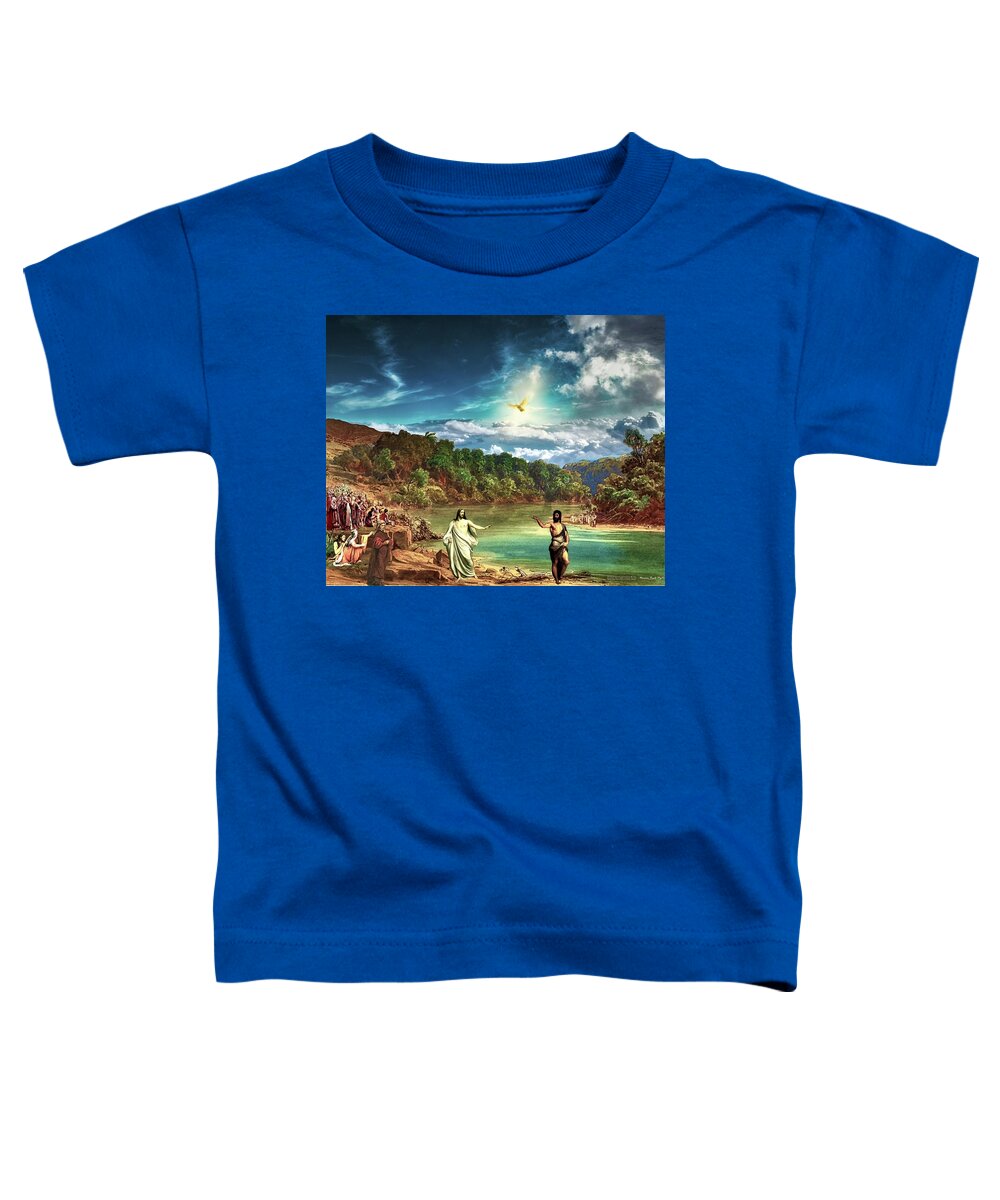 Baptism Toddler T-Shirt featuring the digital art John Baptizes Jesus by Norman Brule