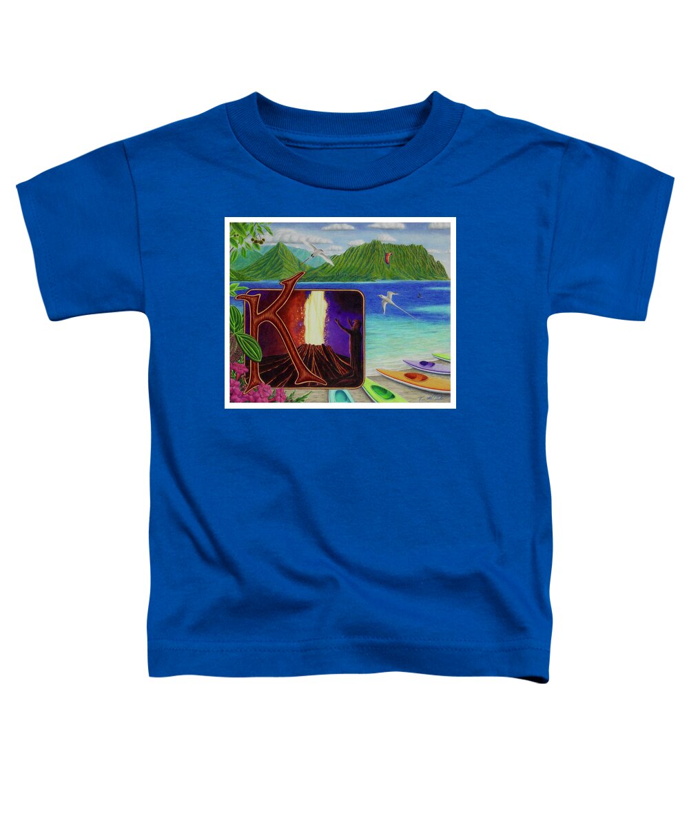 Kim Mcclinton Toddler T-Shirt featuring the drawing K is for Kilauea by Kim McClinton