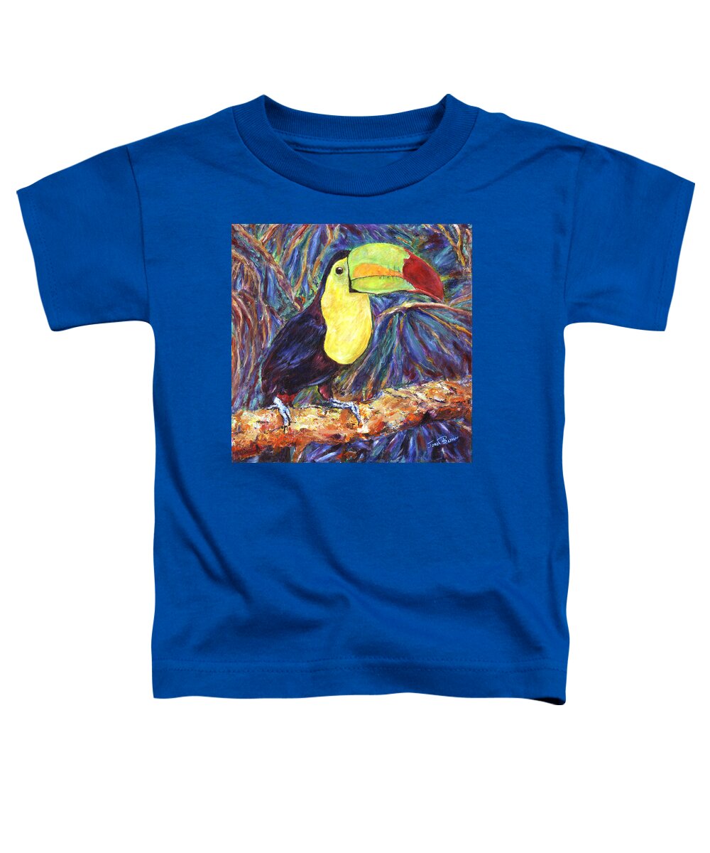 Costa Rica Toddler T-Shirt featuring the painting Keel-billed Toucan by John Bohn