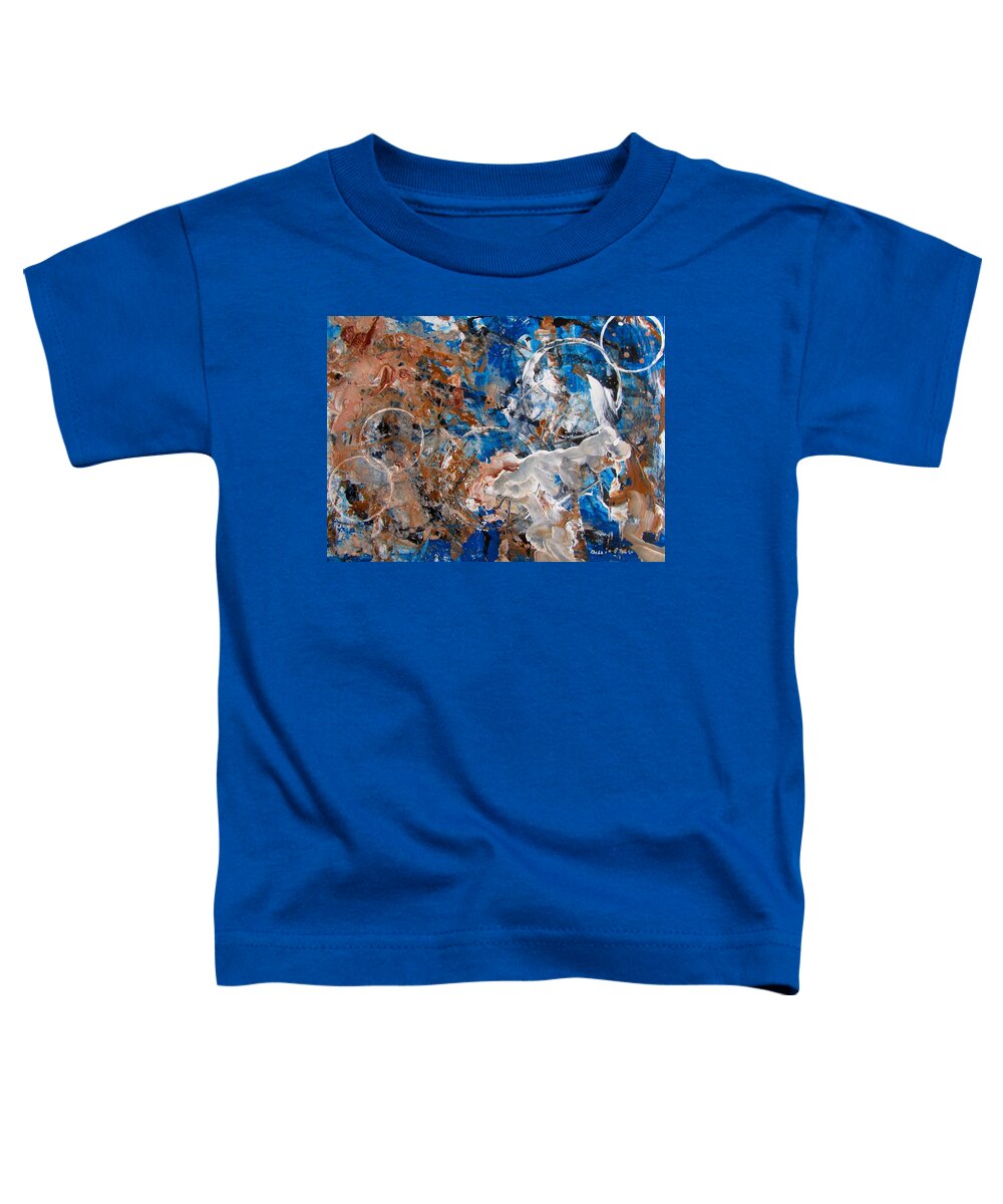 Bubbles Toddler T-Shirt featuring the painting Lefthand Abstacts Series #4- Rising to the Surfac by Barbara O'Toole