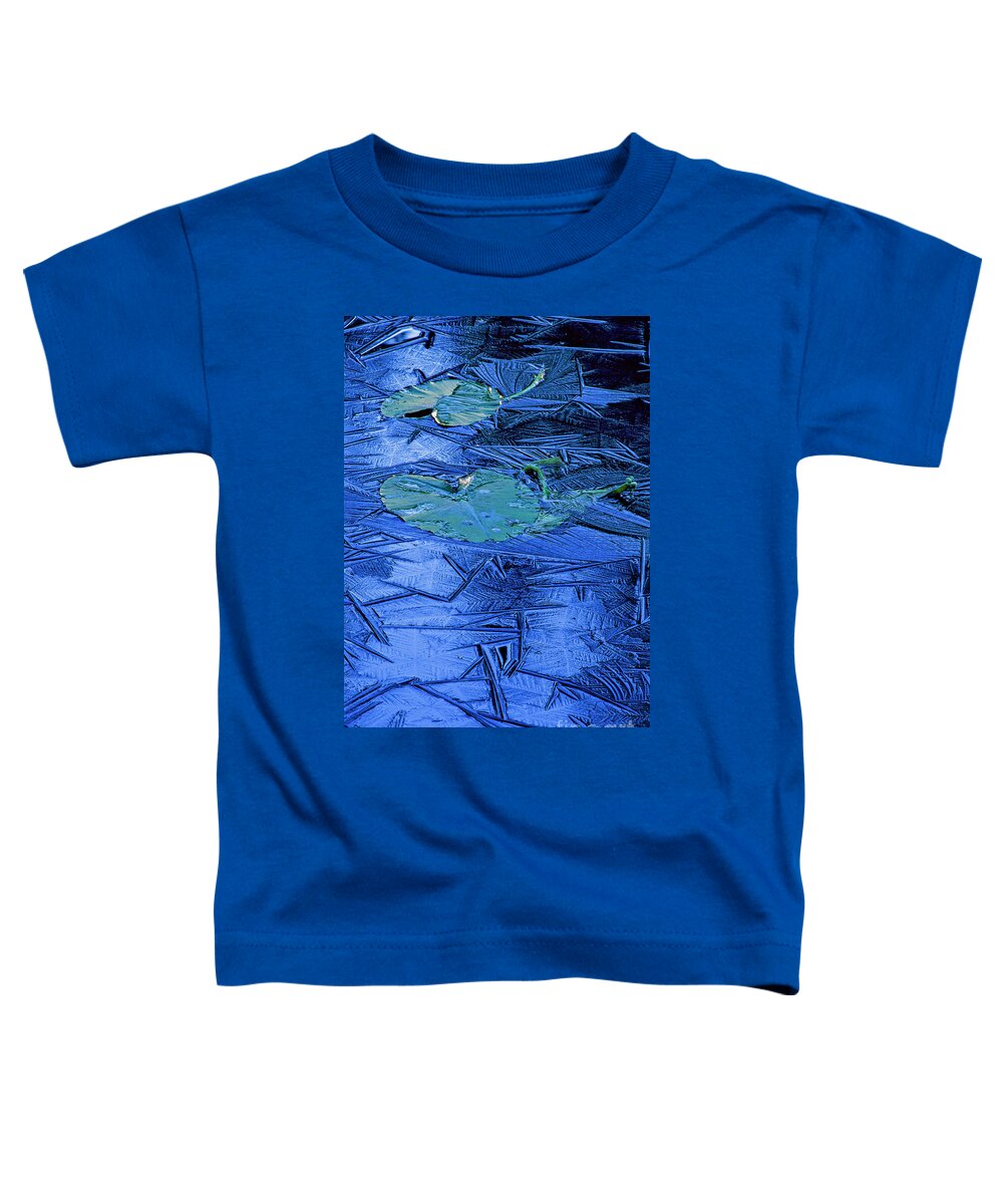Ice Toddler T-Shirt featuring the photograph Lily pads in ice by Michael Wheatley