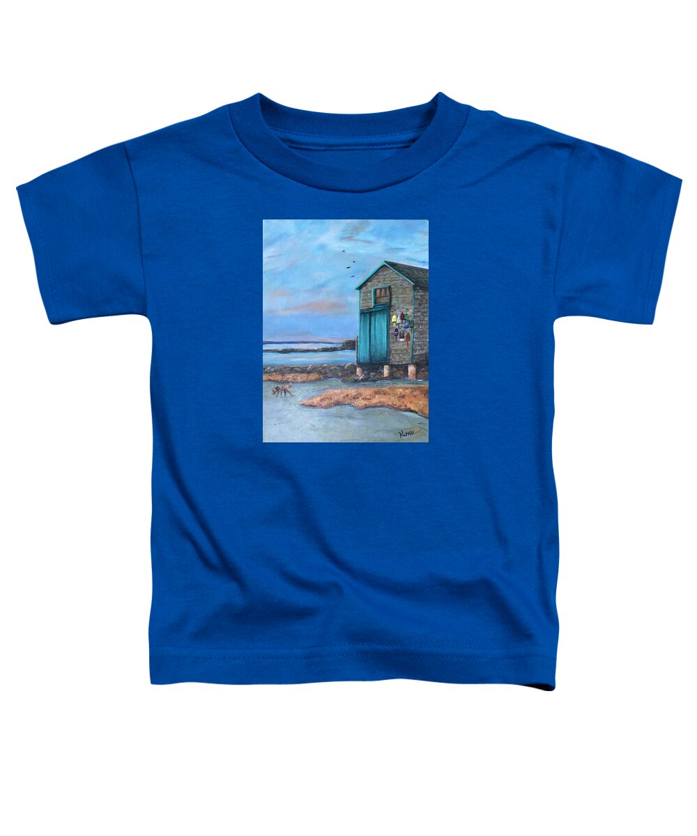 Shack Toddler T-Shirt featuring the painting Lobster Shack by Deborah Naves