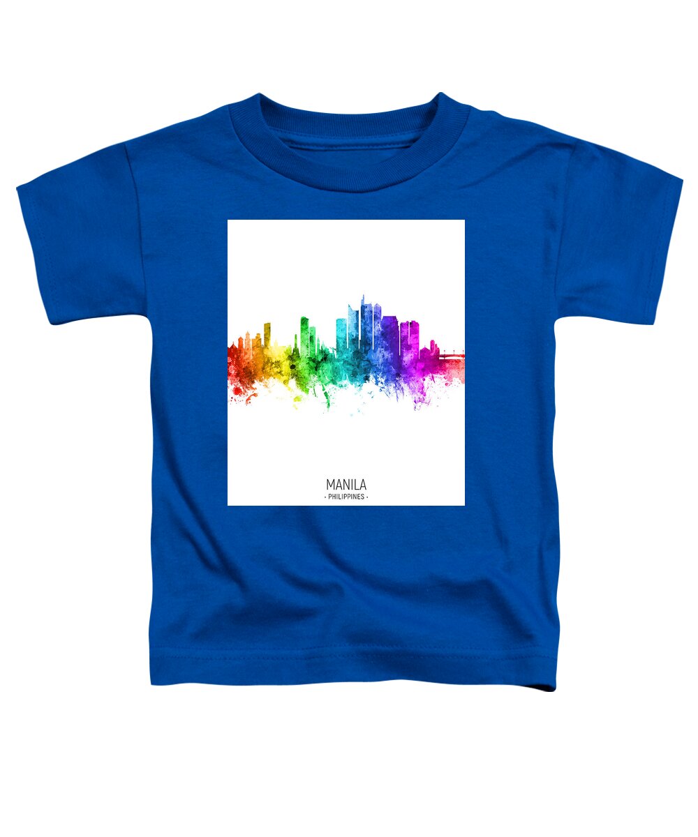 Manila Toddler T-Shirt featuring the digital art Manila Philippines Skyline #99 by Michael Tompsett