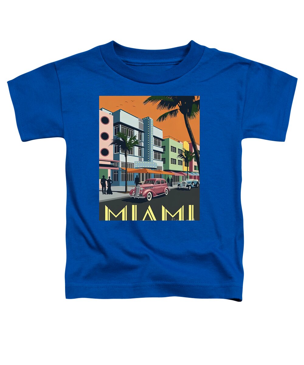 Miami Art Deco Toddler T-Shirt featuring the photograph Miami Art Deco Travel Poster by Carlos Diaz