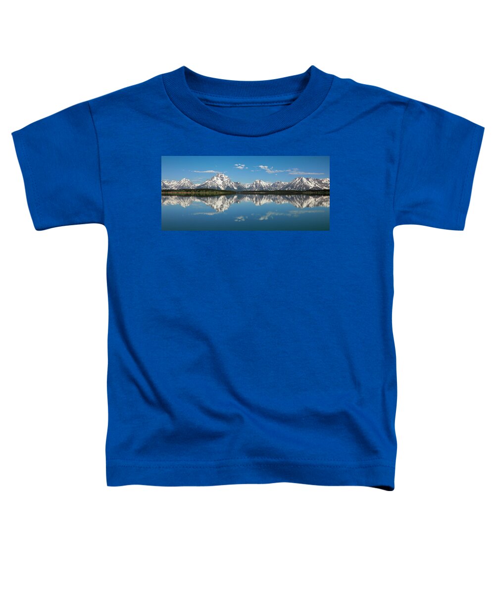 Grand Teton Reflection Panorama Toddler T-Shirt featuring the photograph Mountain Symmetry by Dan Sproul