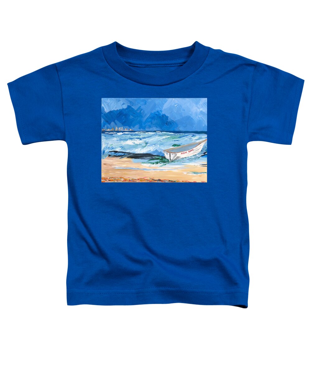 Ocean City Toddler T-Shirt featuring the painting Ocean City NJ Lifeboat by Britt Miller