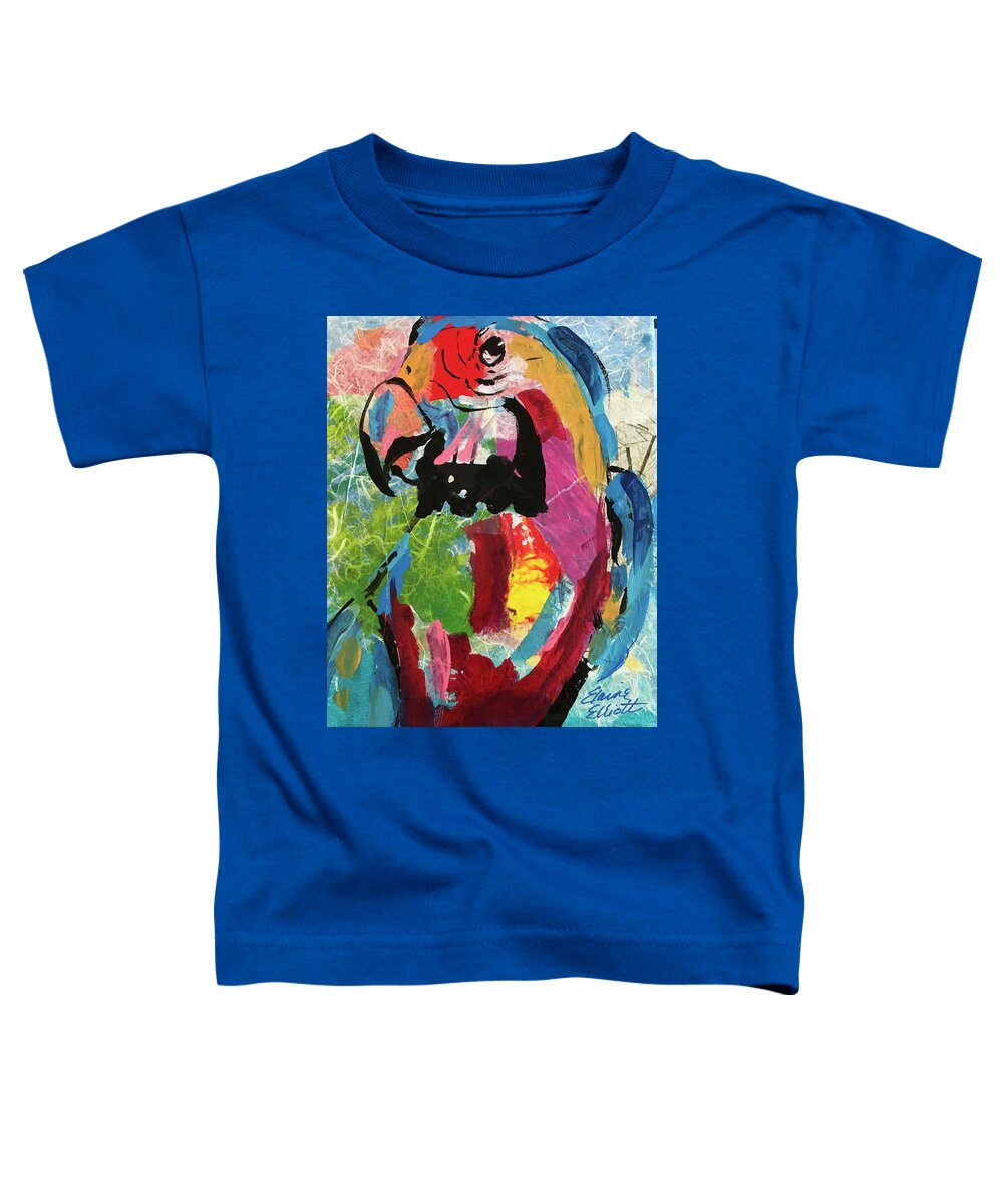 Mexico Macaws Toddler T-Shirt featuring the painting Parrot Portrait by Elaine Elliott