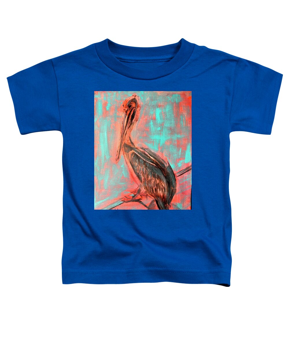 Pop Art Toddler T-Shirt featuring the painting Pop Pelican by Kelly Smith