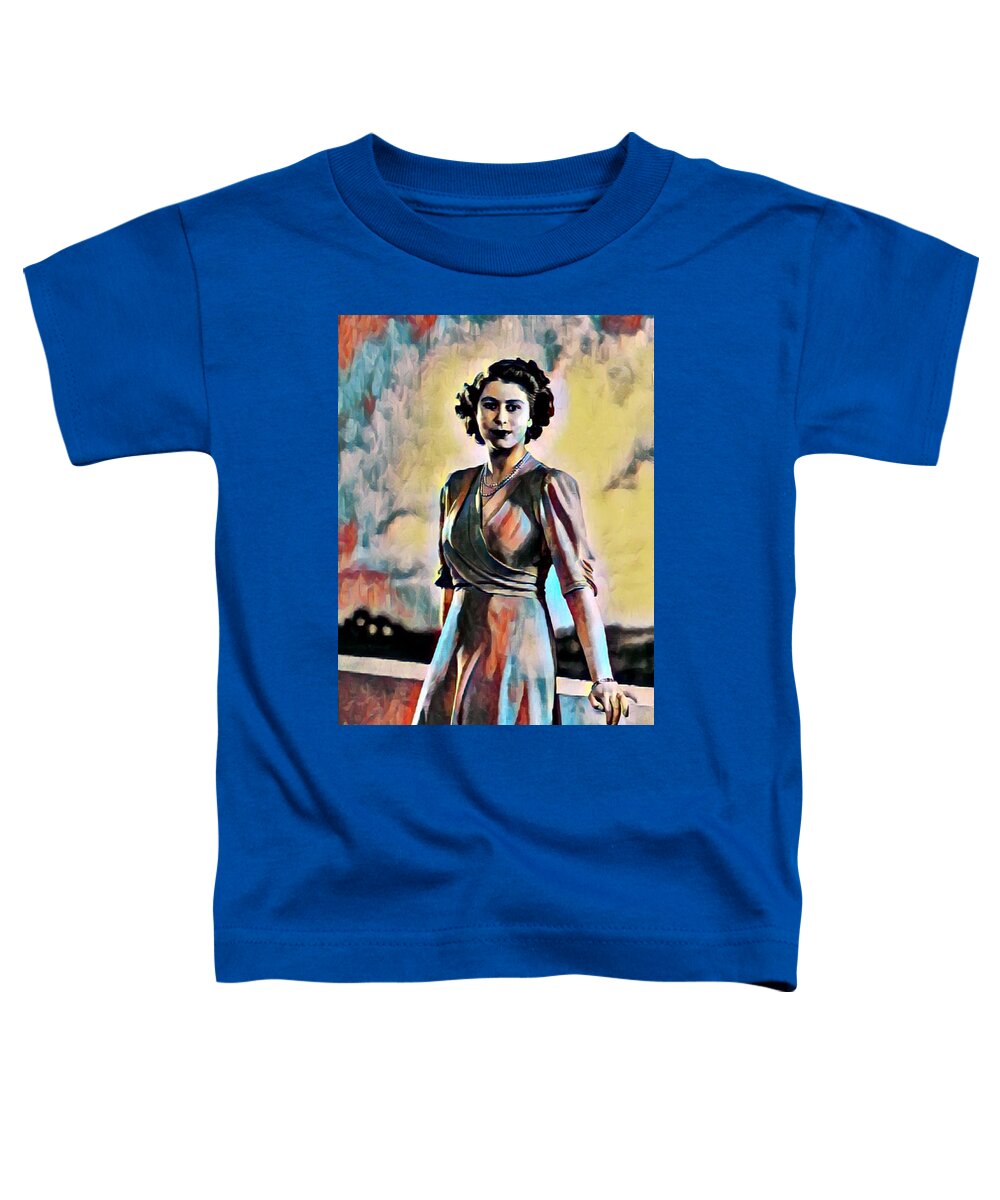 Metal Toddler T-Shirt featuring the painting Queen Elizabeth II by Tony Rubino