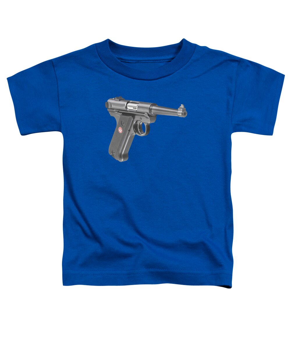 Ruger Toddler T-Shirt featuring the mixed media Ruger Standard Model 22 Long Rifle Pistol Tree Texture by Movie Poster Prints