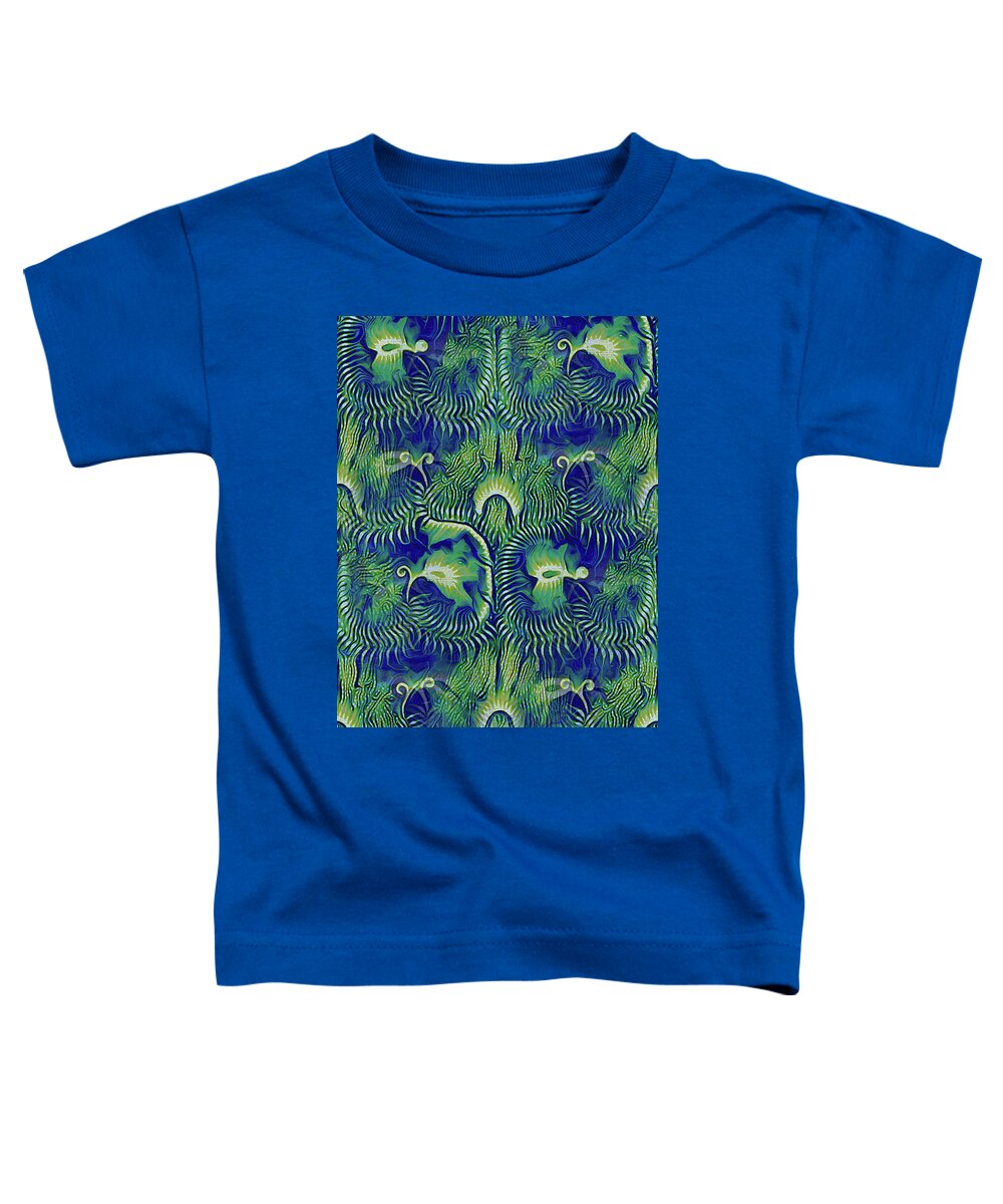 Modern Toddler T-Shirt featuring the mixed media Seaweed Teal Modern Art Nouveau Pattern by Shelli Fitzpatrick