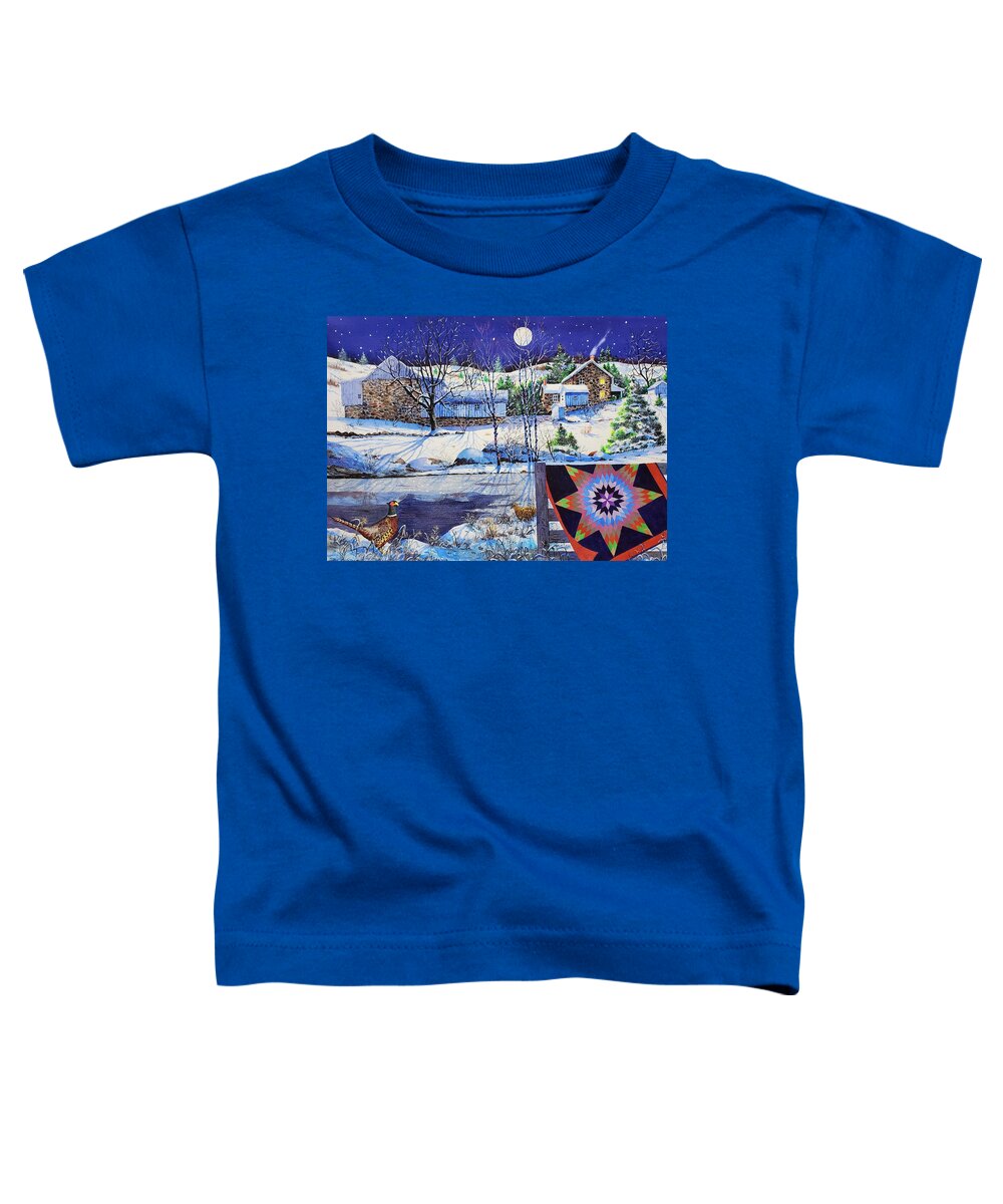 Snow Landscape Toddler T-Shirt featuring the painting Silent Night by Diane Phalen