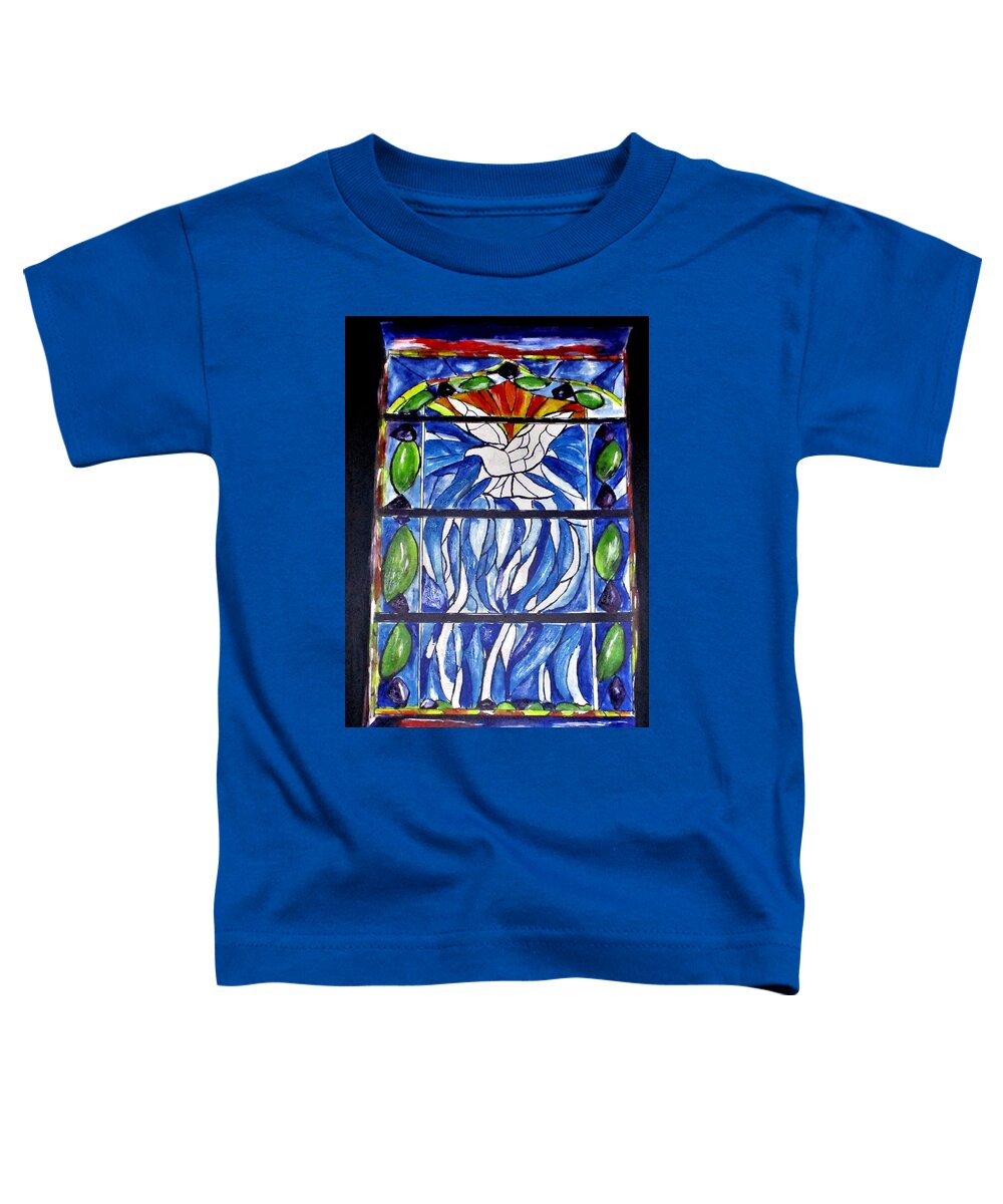 Stained Glass Toddler T-Shirt featuring the painting Solace, Now and Forever by Clyde J Kell