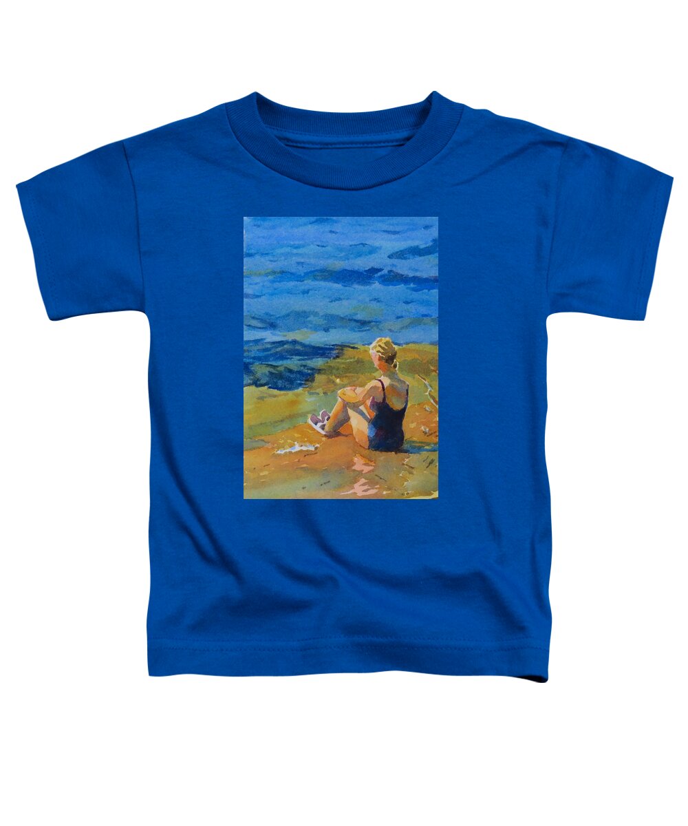 Summer Toddler T-Shirt featuring the painting Solitude on the Rocks by David Gilmore