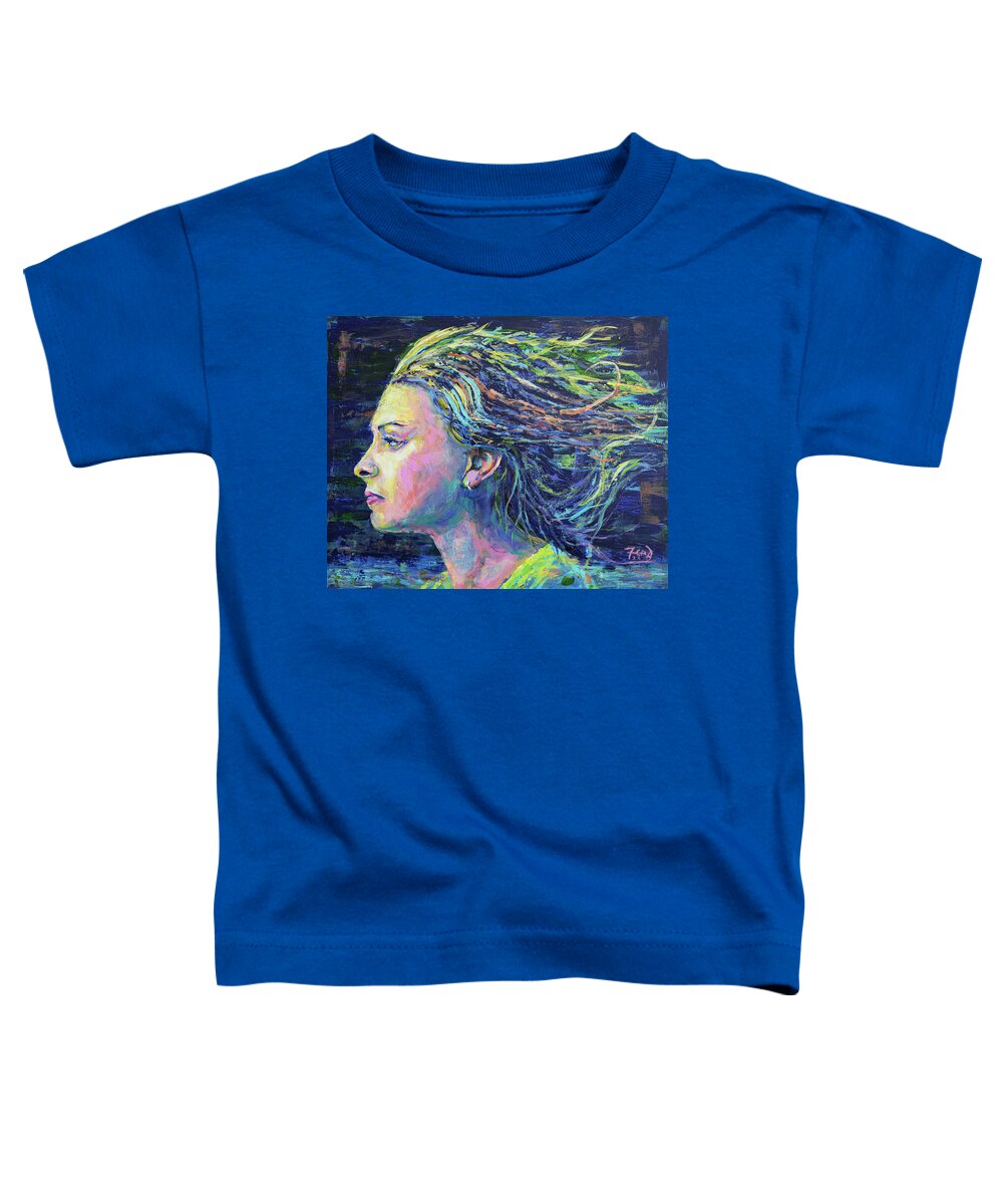 Acrylic Toddler T-Shirt featuring the painting Stephie always has the best boat hair by Robert FERD Frank