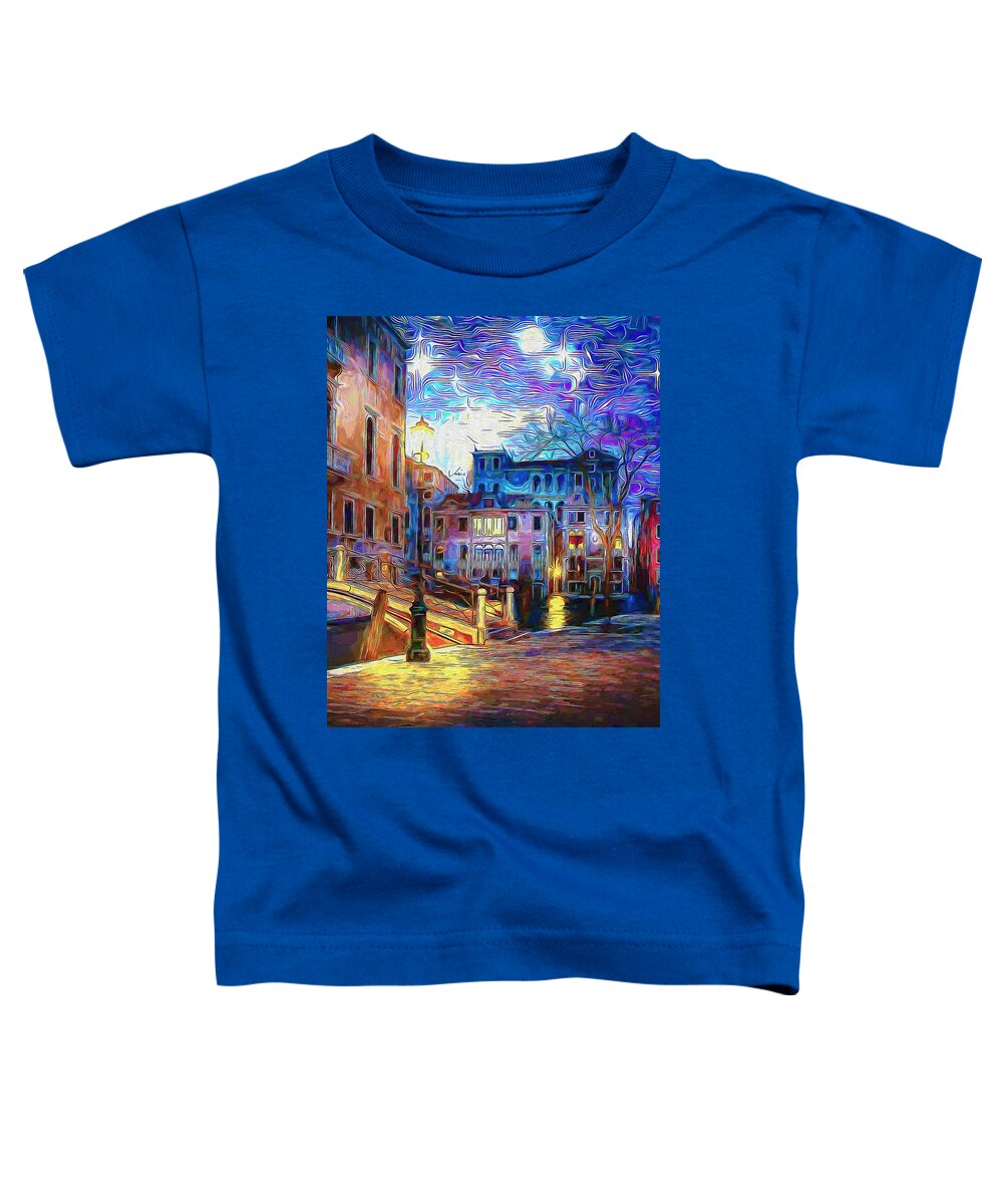 Paint Toddler T-Shirt featuring the painting Starry night in Venice #1 by Nenad Vasic