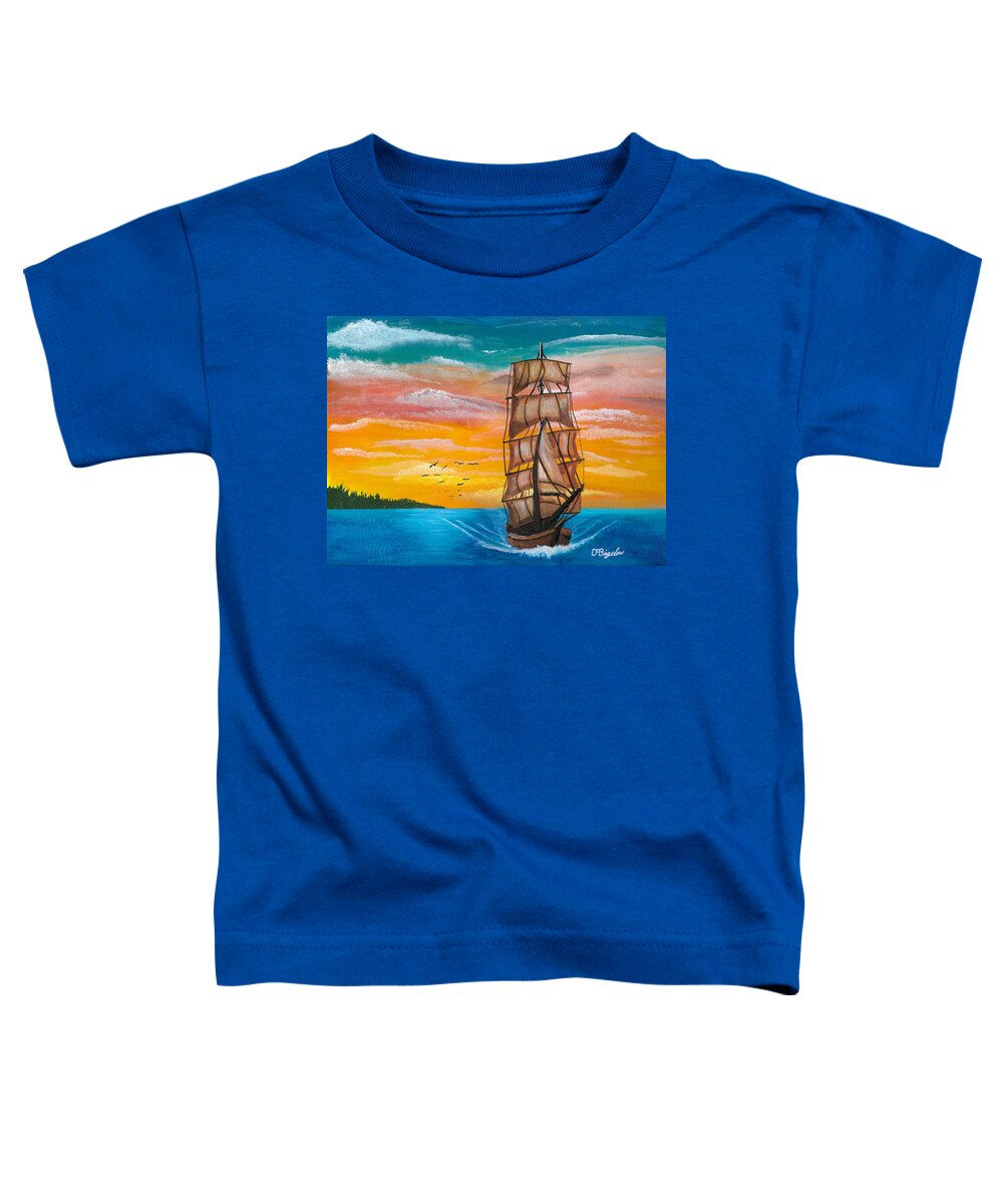 Tall Ship Toddler T-Shirt featuring the painting Tall ship by David Bigelow