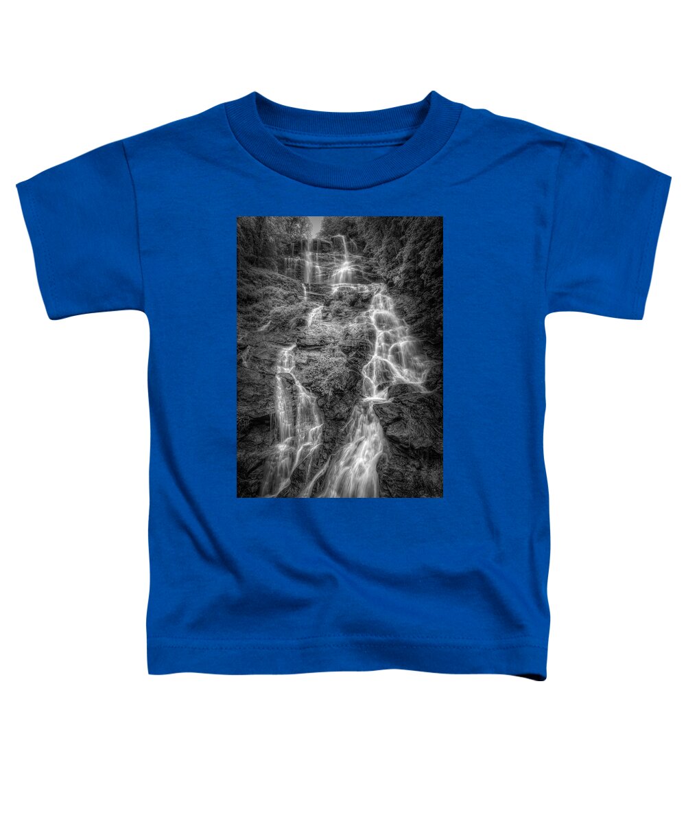 Carolina Toddler T-Shirt featuring the photograph The Beauty of Amicalola Falls Black and White by Debra and Dave Vanderlaan