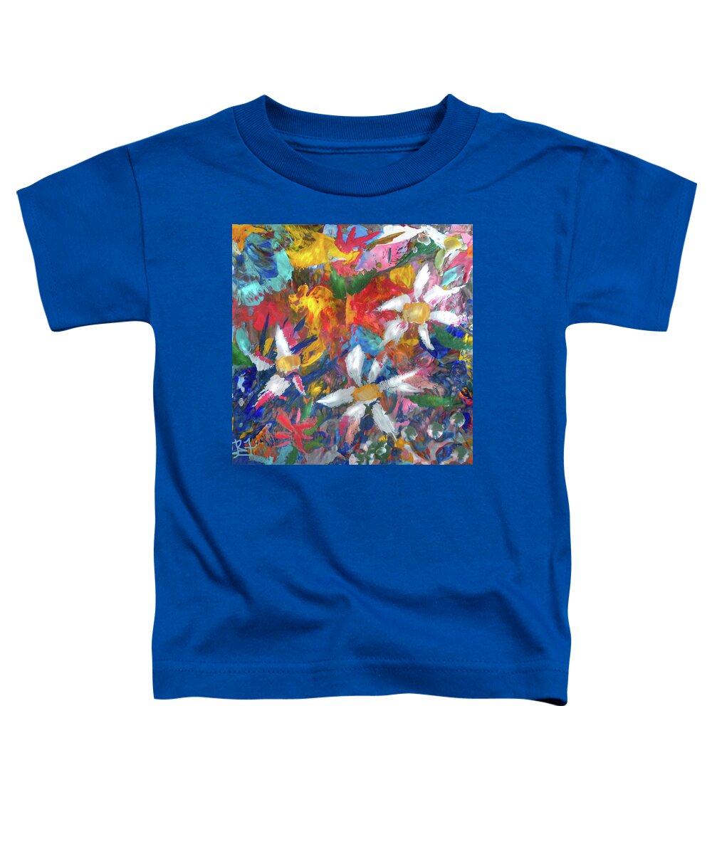 Daisies Toddler T-Shirt featuring the painting Three Daisies by Jean Batzell Fitzgerald