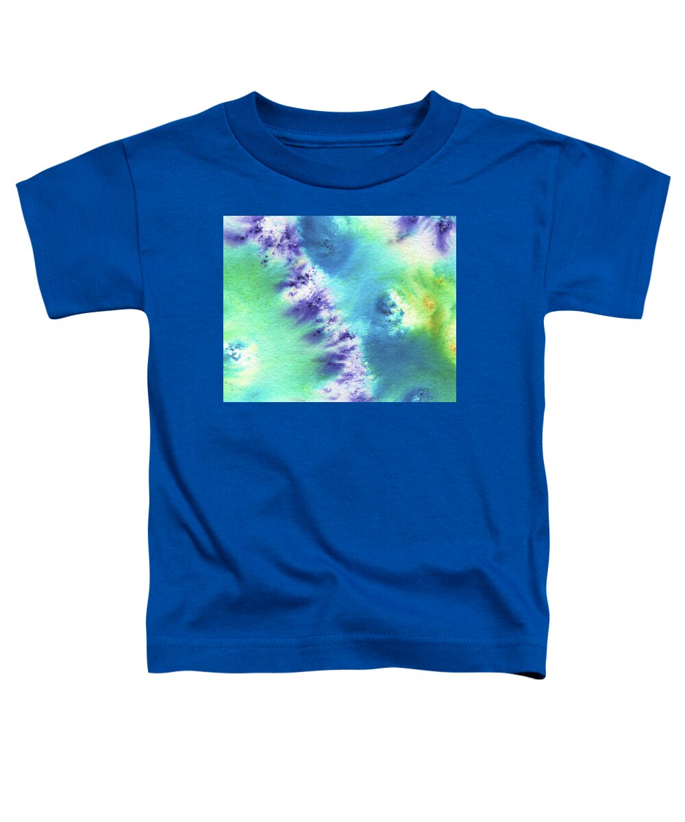 Abstract Watercolor Toddler T-Shirt featuring the painting Turquoise Wave Purple Blue Foam Abstract Watercolor Splash by Irina Sztukowski